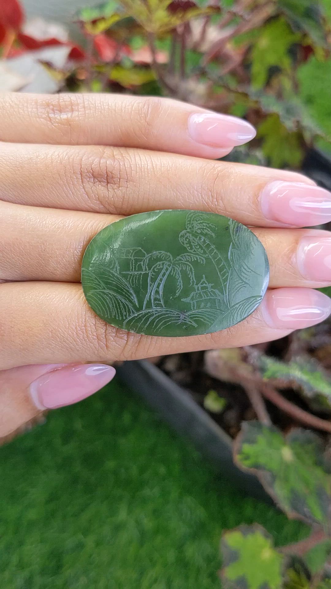 36.81 Ct. Green Jade from Burma (Myanmar) Size Video
