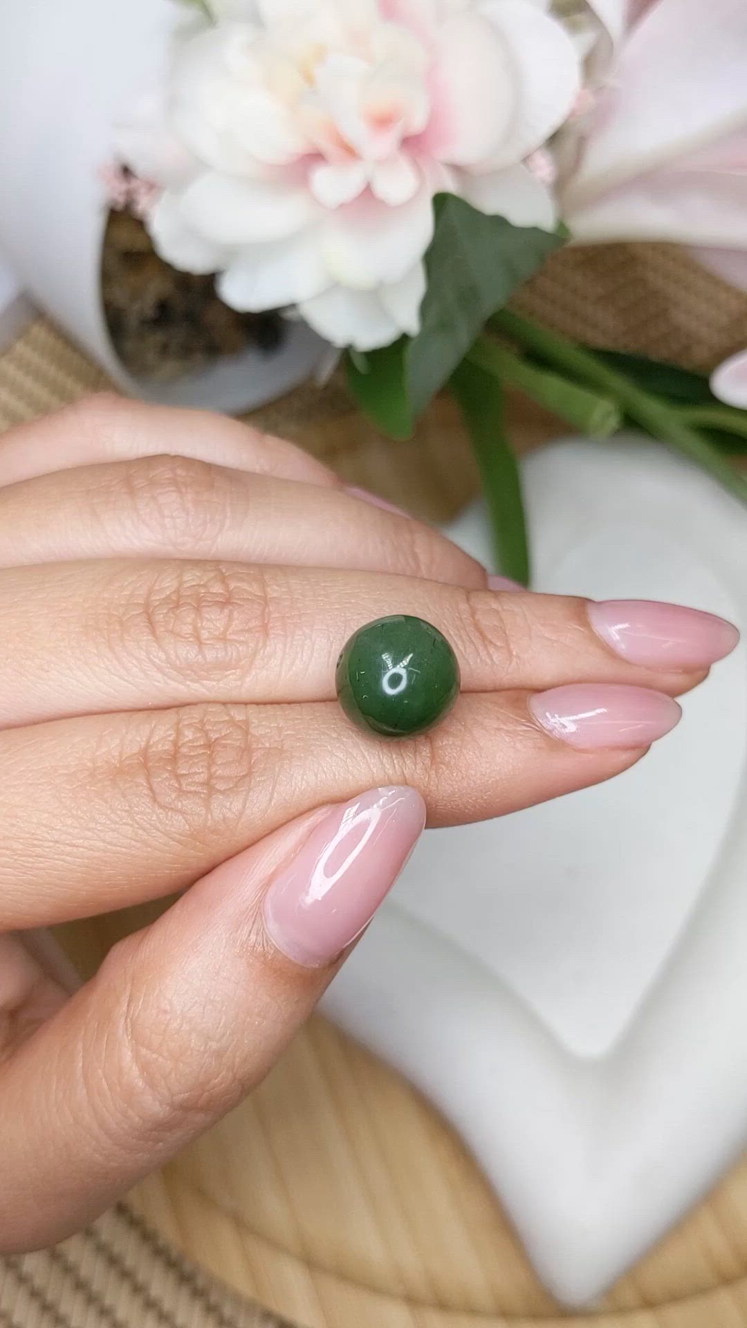 12.83 Ct. Green Jade from China Size Video