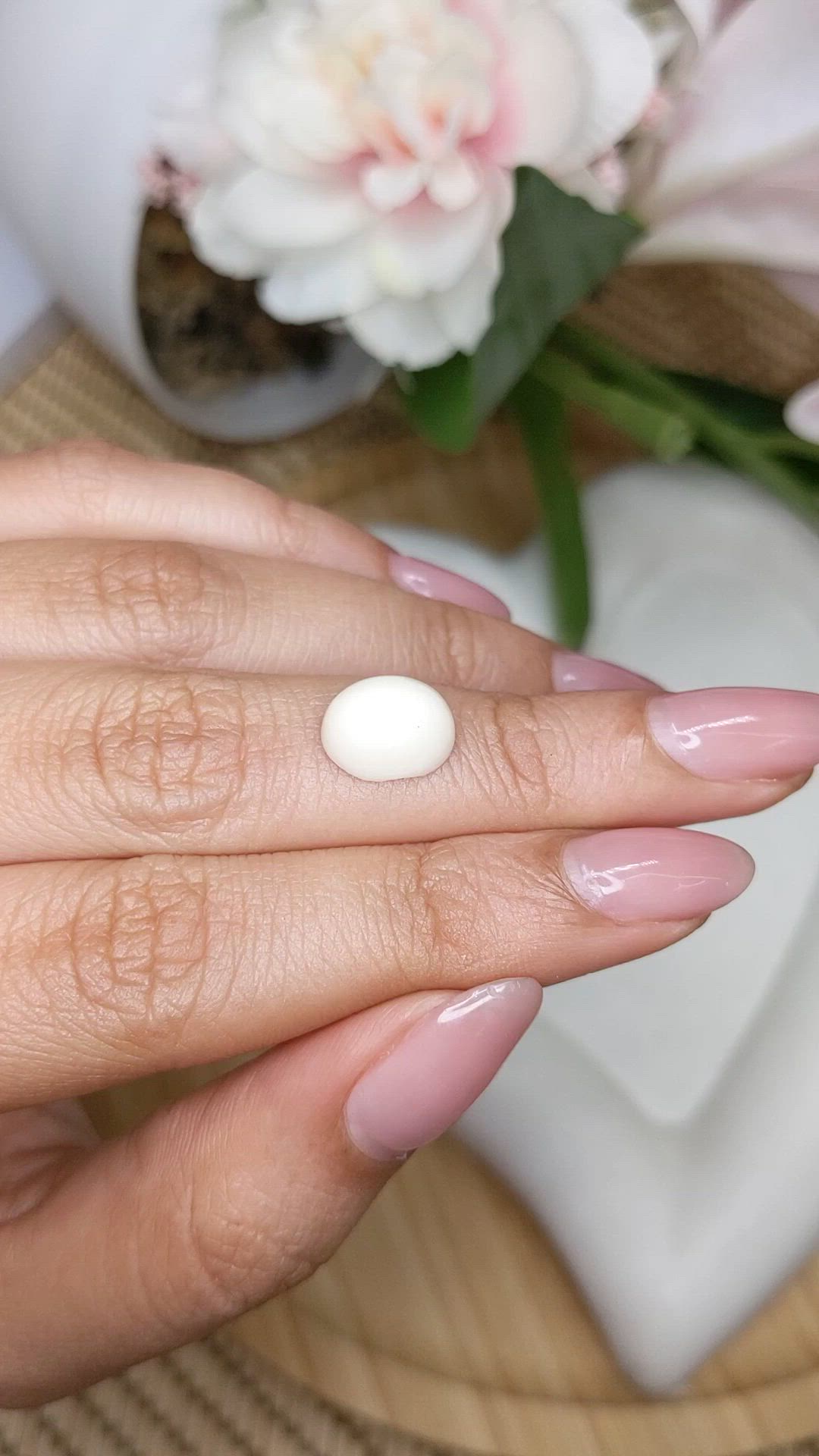 3.50 Ct. Salmon and White Cabochon Coral from Italy Size Video