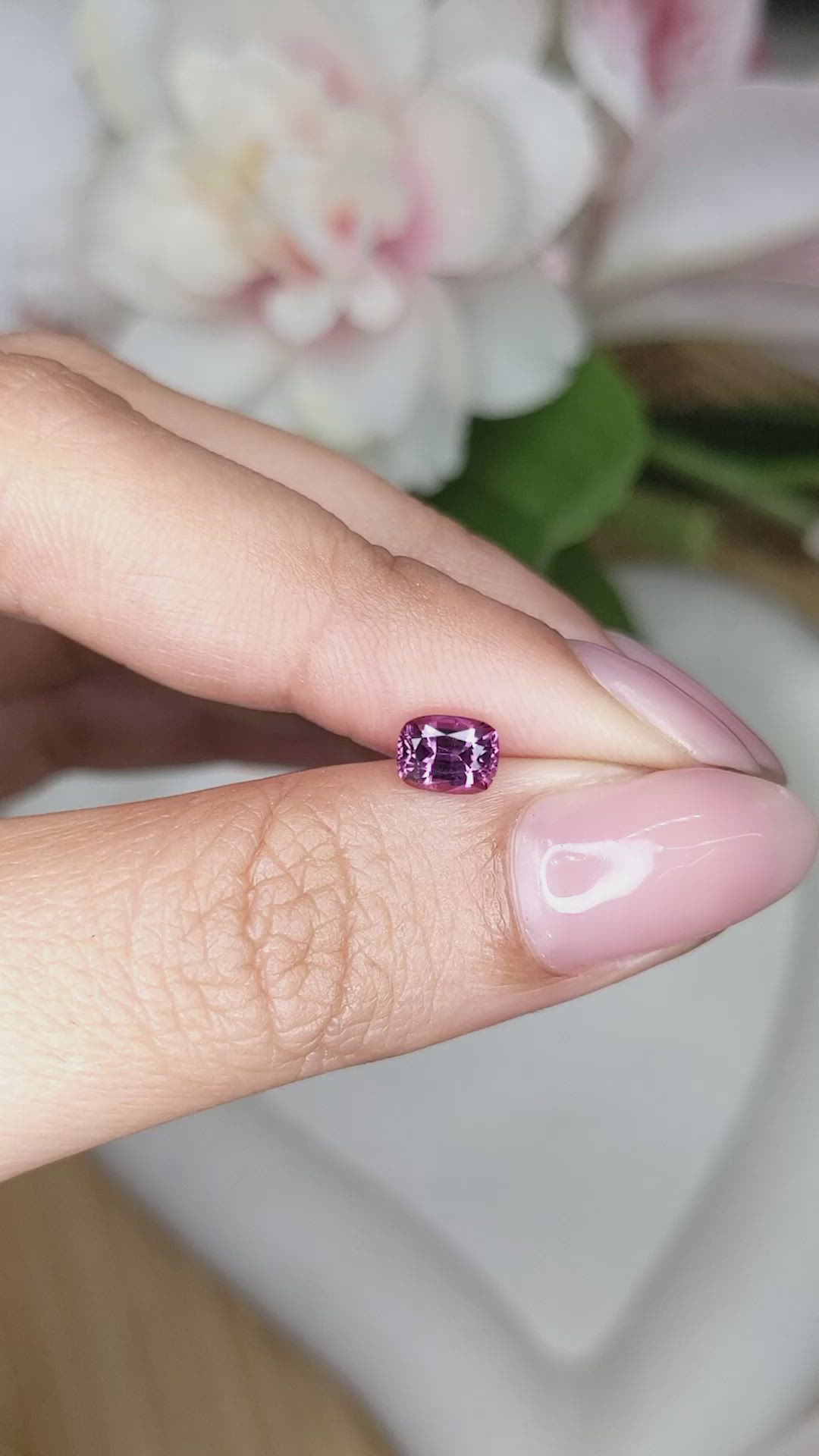0.70 Ct. Purplish Pink Spinel from Ceylon (Sri Lanka) Size Video