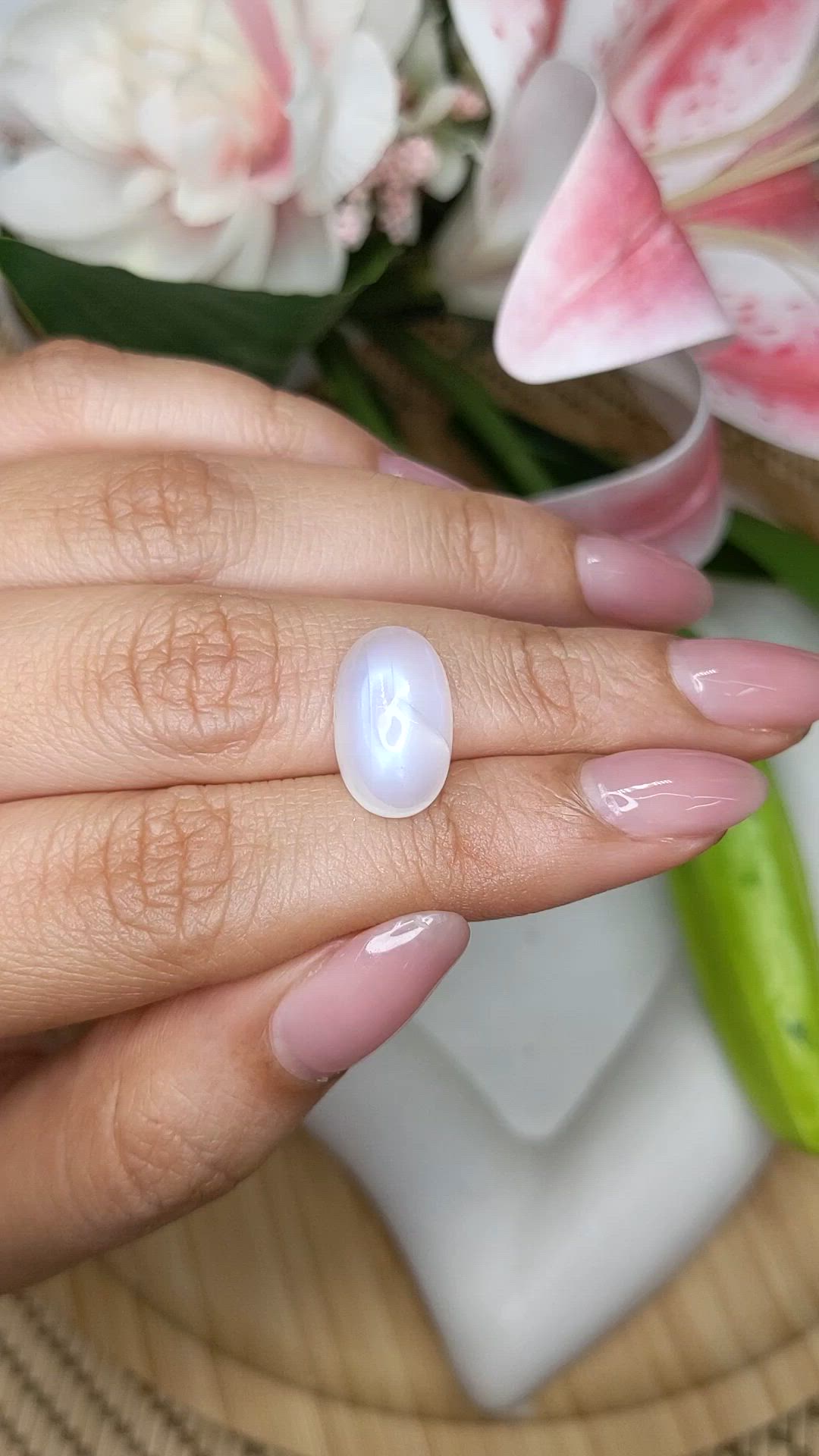 7.69 Ct. White Cabochon Moonstone from Brazil Size Video