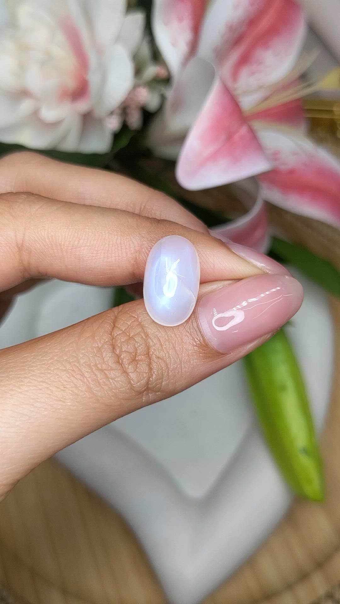 7.69 Ct. White Cabochon Moonstone from Brazil Size Video