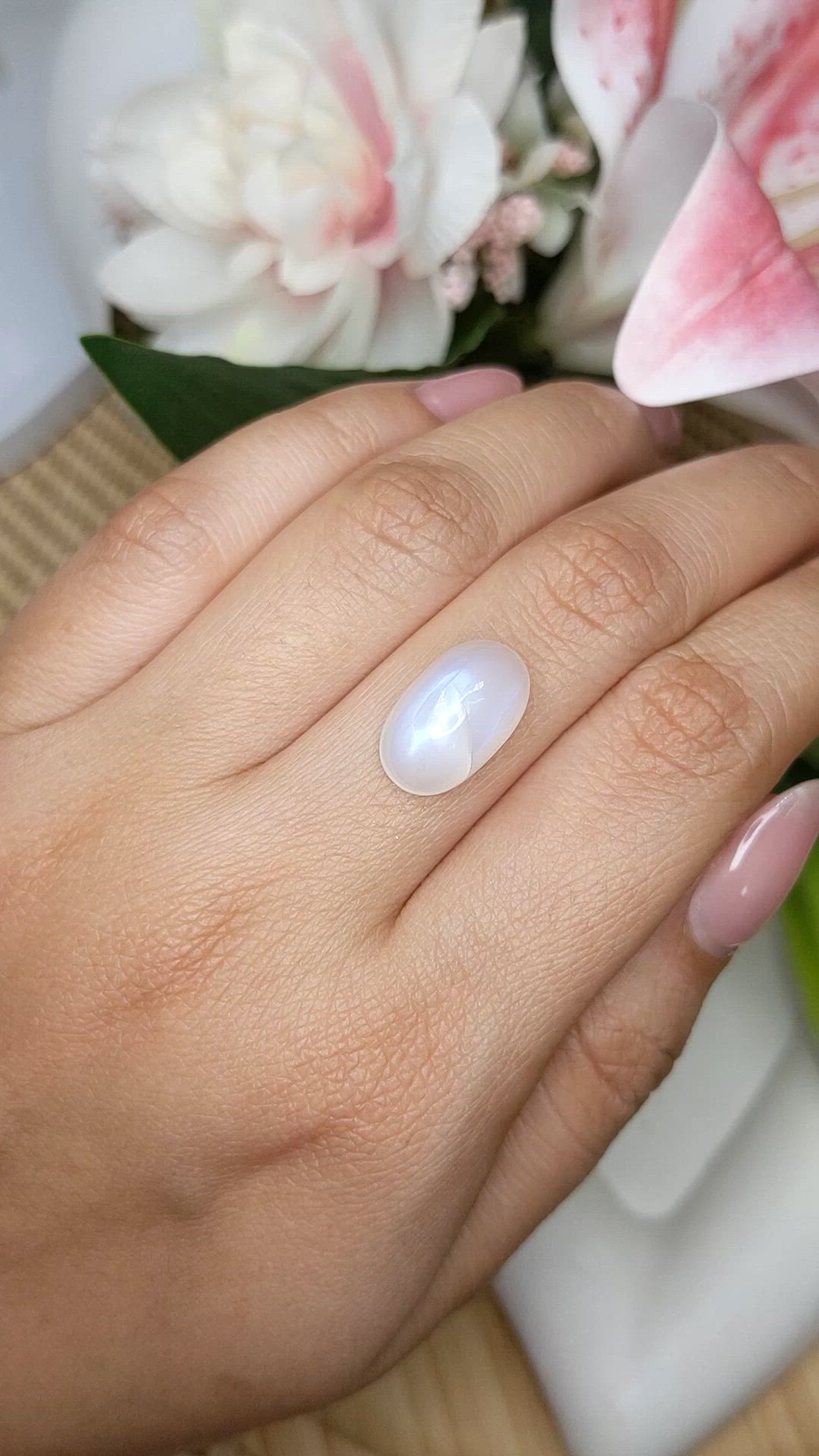 7.69 Ct. White Cabochon Moonstone from Brazil Size Video