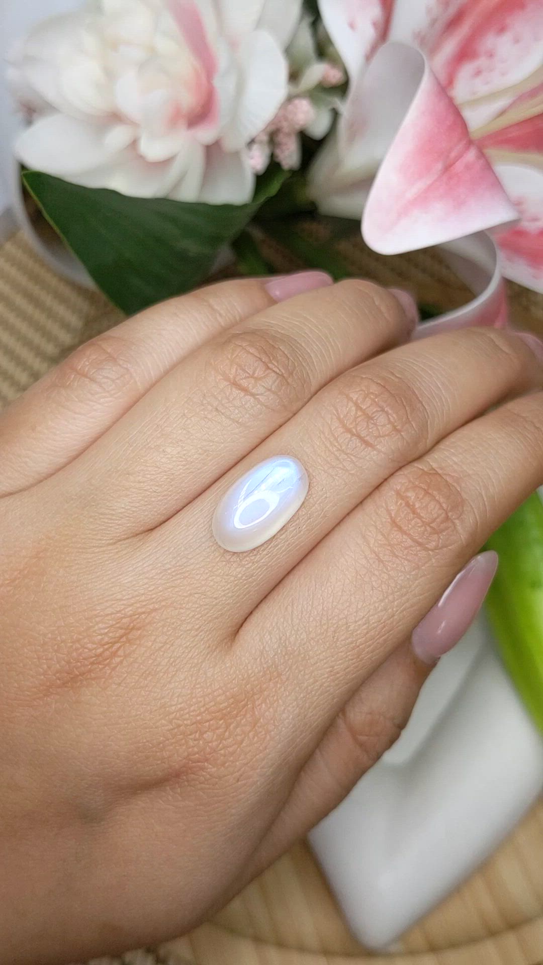 6.46 Ct. White Cabochon Moonstone from Brazil Size Video