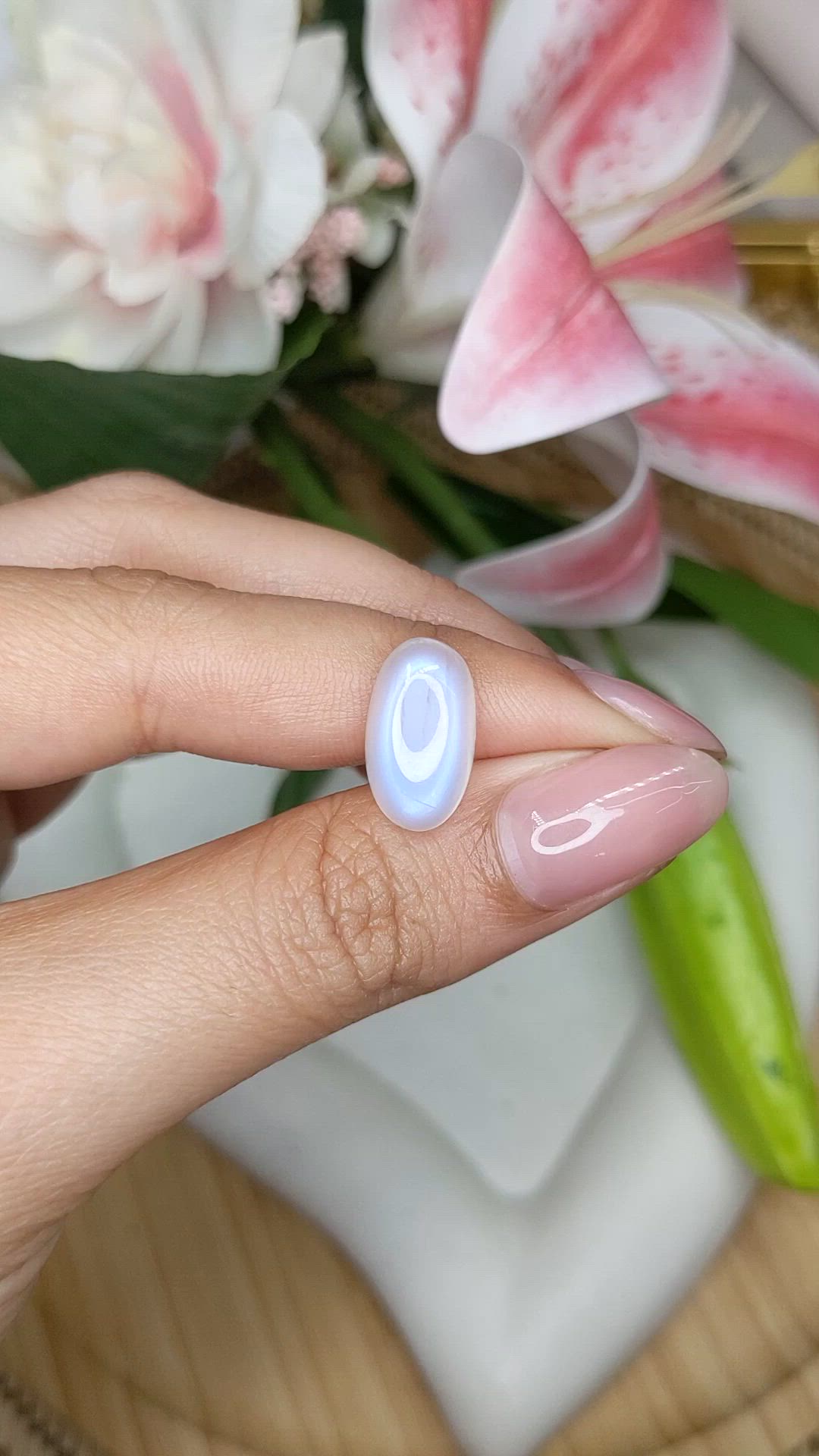 6.46 Ct. White Cabochon Moonstone from Brazil Size Video