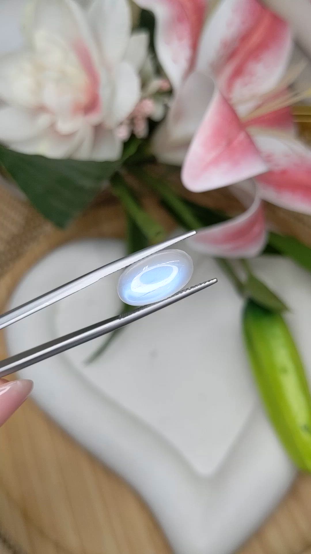 6.46 Ct. White Cabochon Moonstone from Brazil Size Video