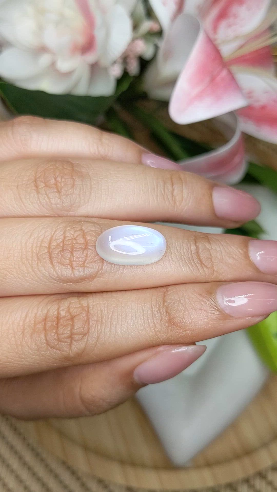 6.46 Ct. White Cabochon Moonstone from Brazil Size Video