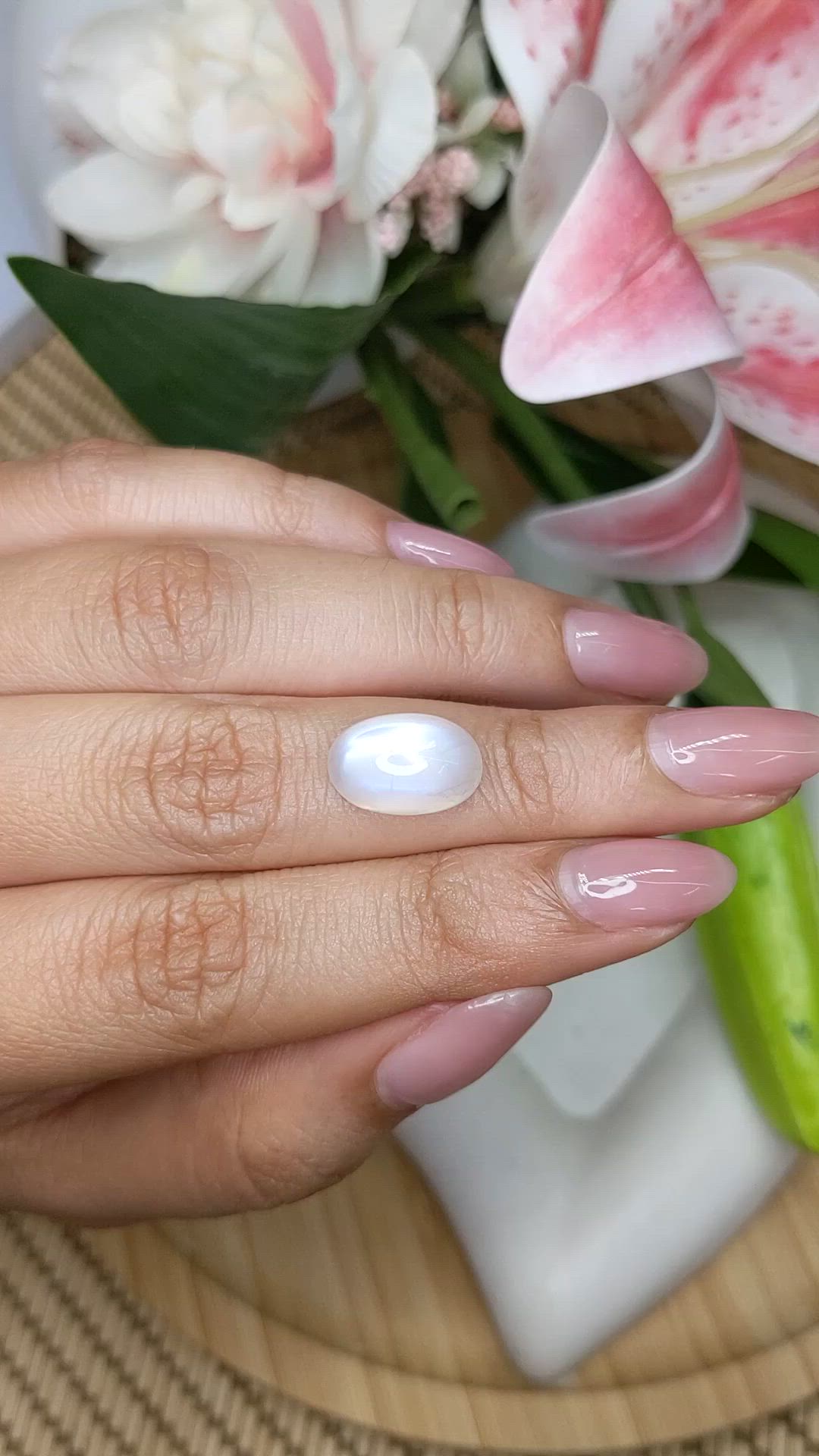 6.78 Ct. White Cabochon Moonstone from Brazil Size Video