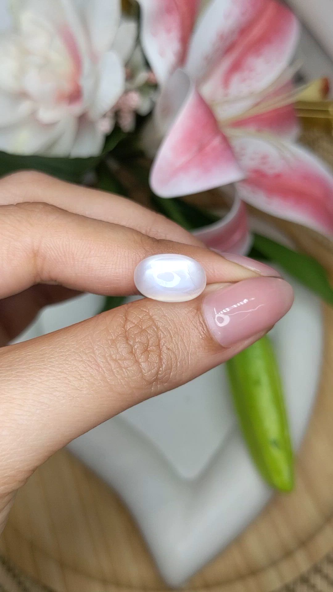 6.78 Ct. White Cabochon Moonstone from Brazil Size Video