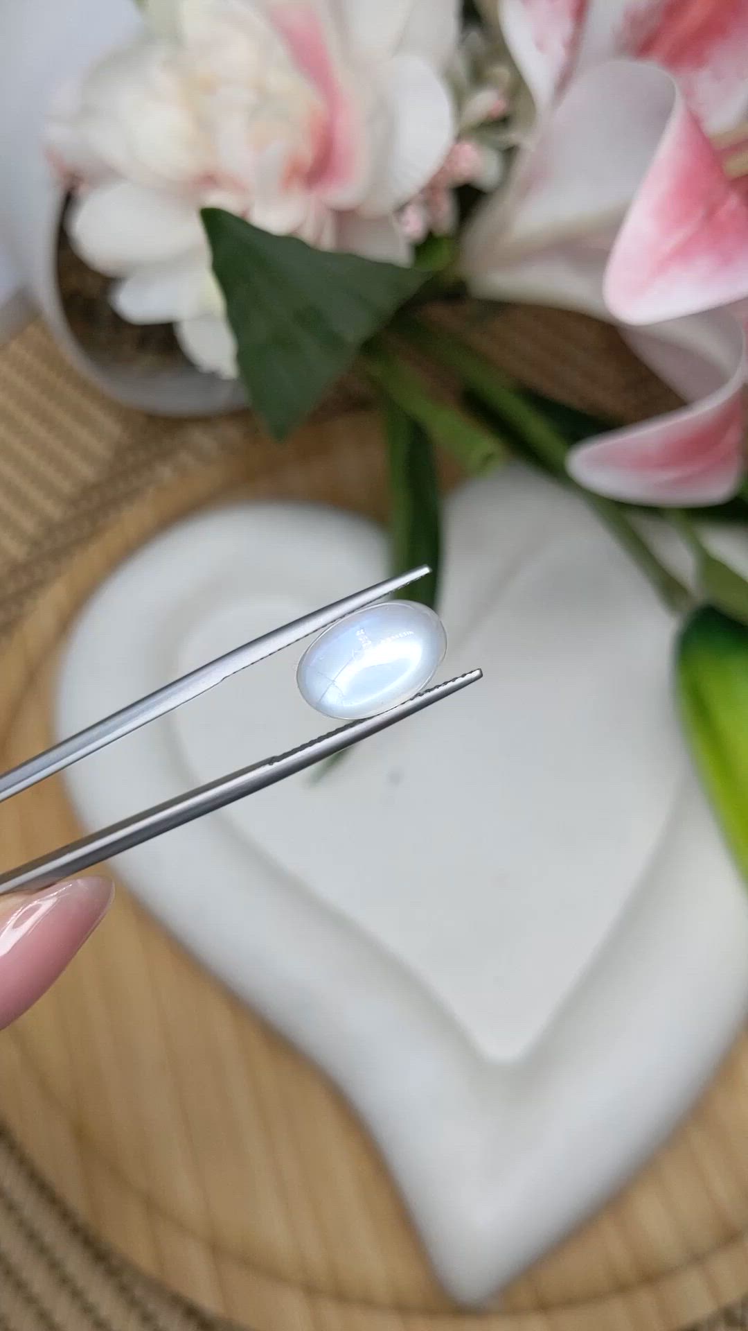 6.78 Ct. White Cabochon Moonstone from Brazil Size Video