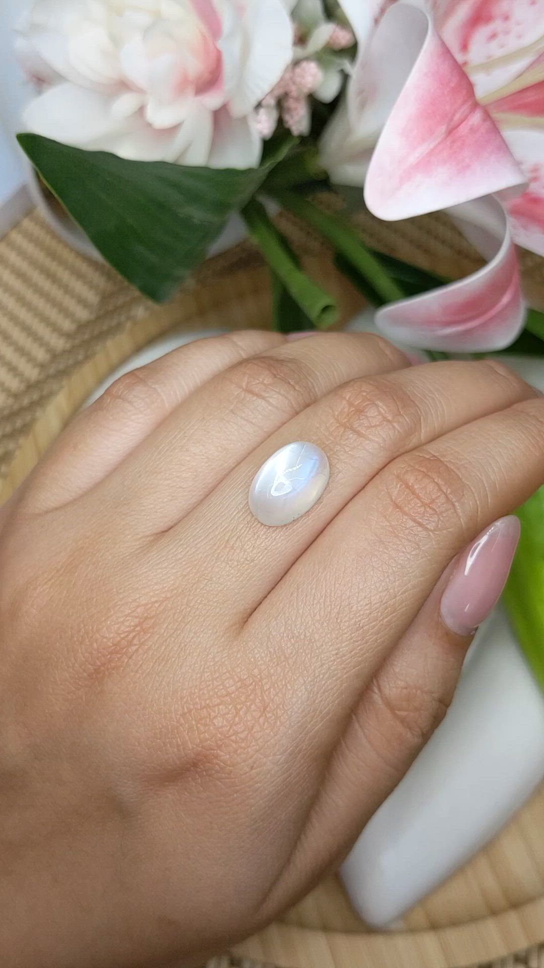 6.78 Ct. White Cabochon Moonstone from Brazil Size Video