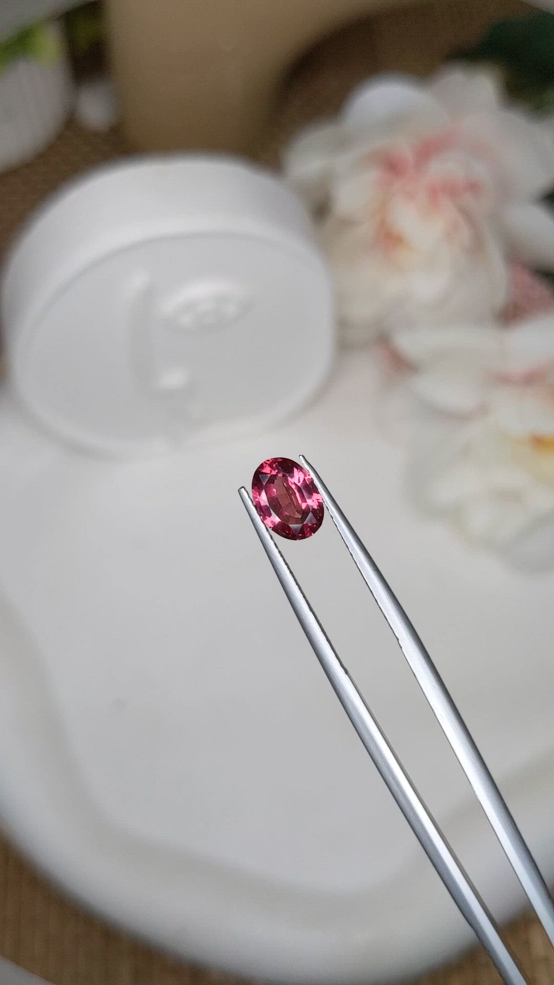 1.29 Ct. Purplish Pink Rhodolite Garnet from Ceylon (Sri Lanka) Size Video