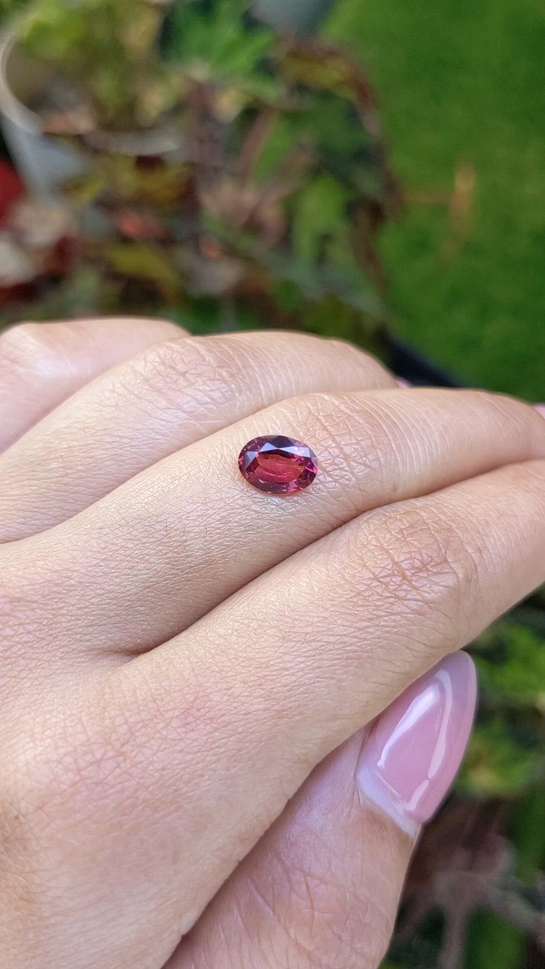 1.29 Ct. Purplish Pink Rhodolite Garnet from Ceylon (Sri Lanka) Size Video