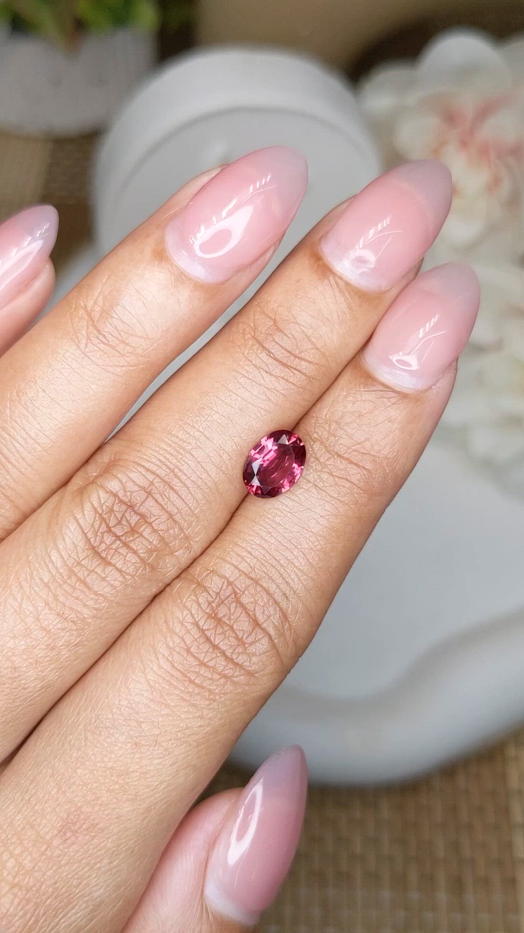 1.29 Ct. Purplish Pink Rhodolite Garnet from Ceylon (Sri Lanka) Size Video