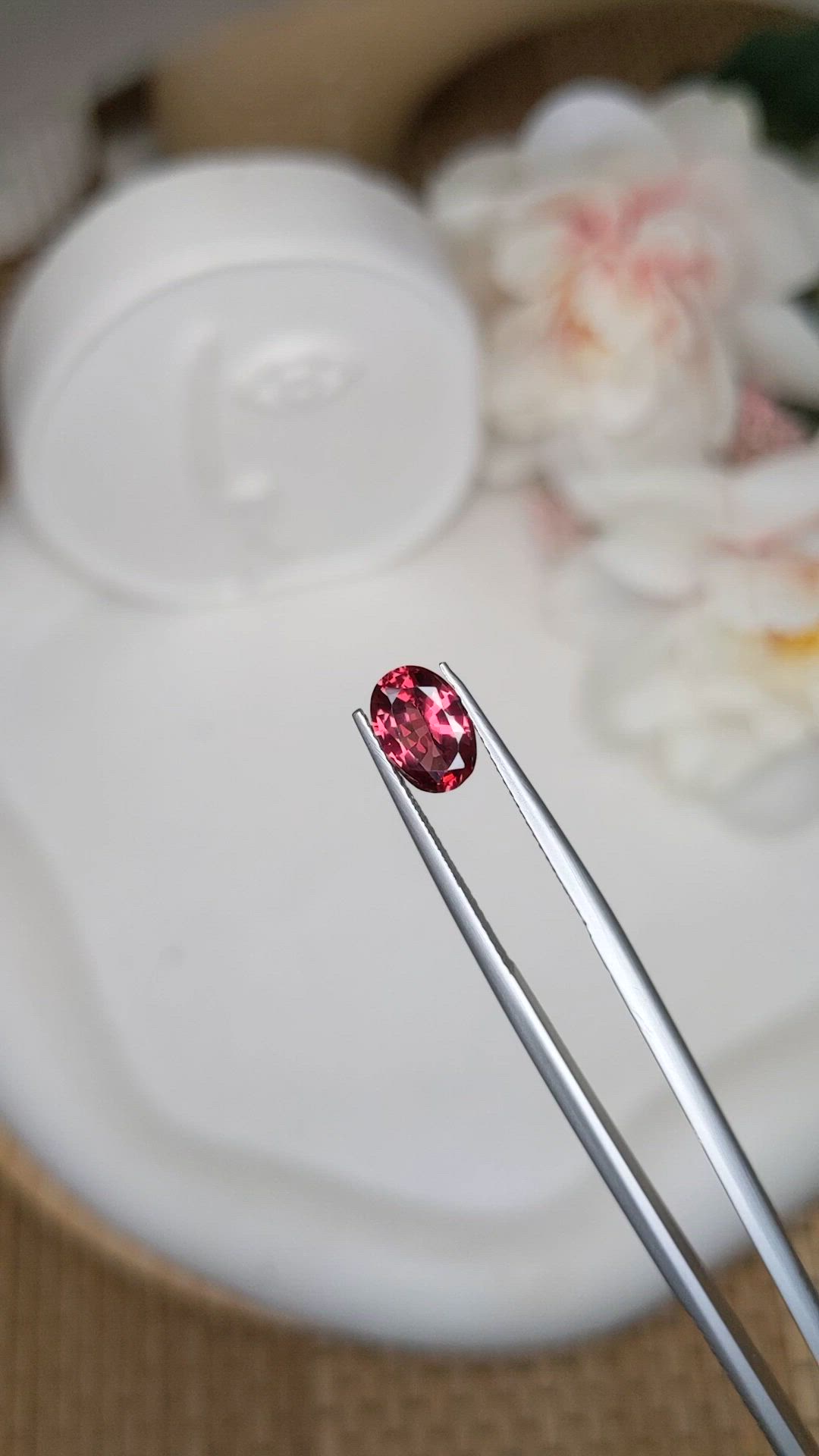 1.53 Ct. Red Rhodolite Garnet from Ceylon (Sri Lanka) Size Video