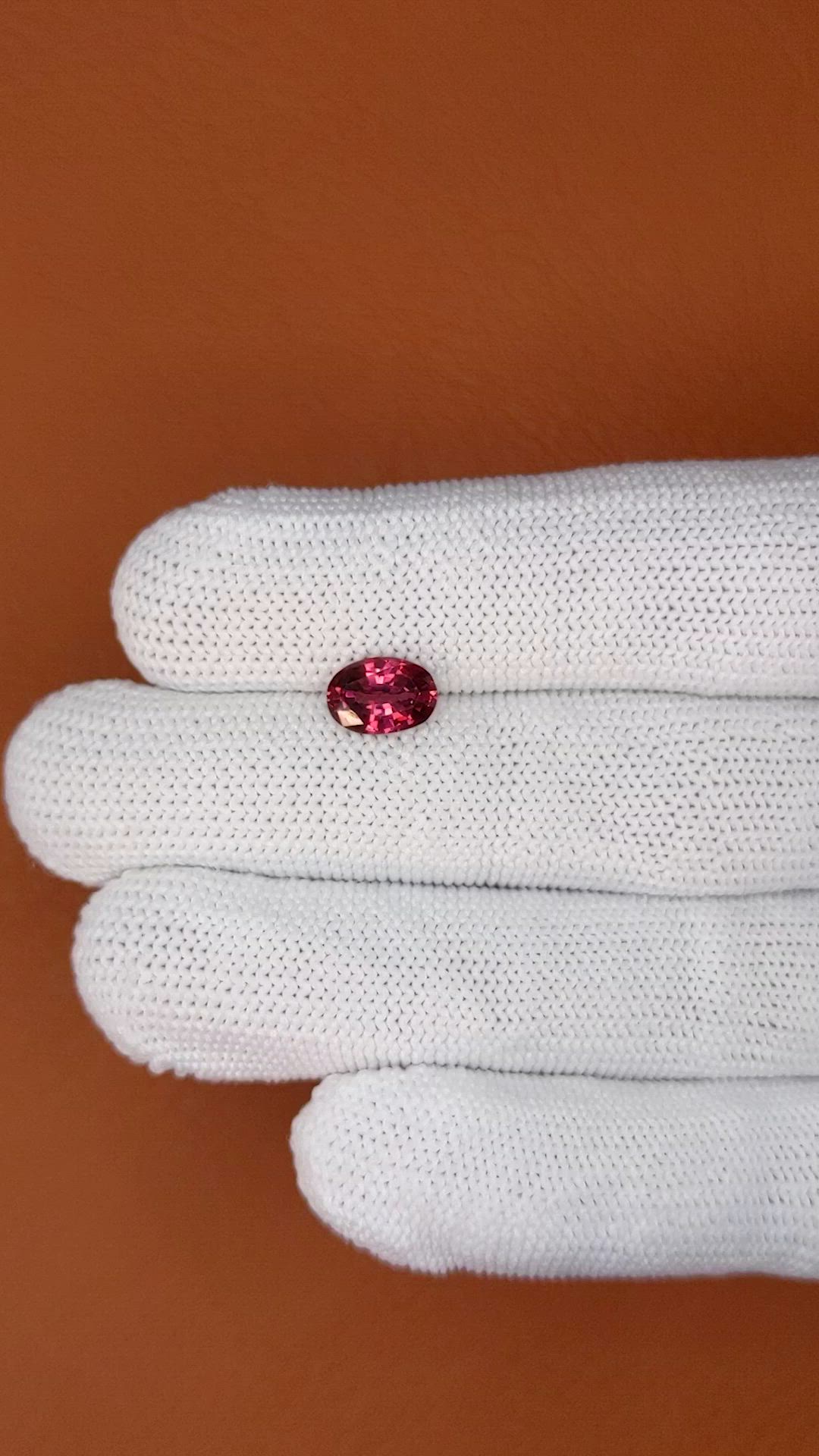 1.53 Ct. Red Rhodolite Garnet from Ceylon (Sri Lanka) Size Video