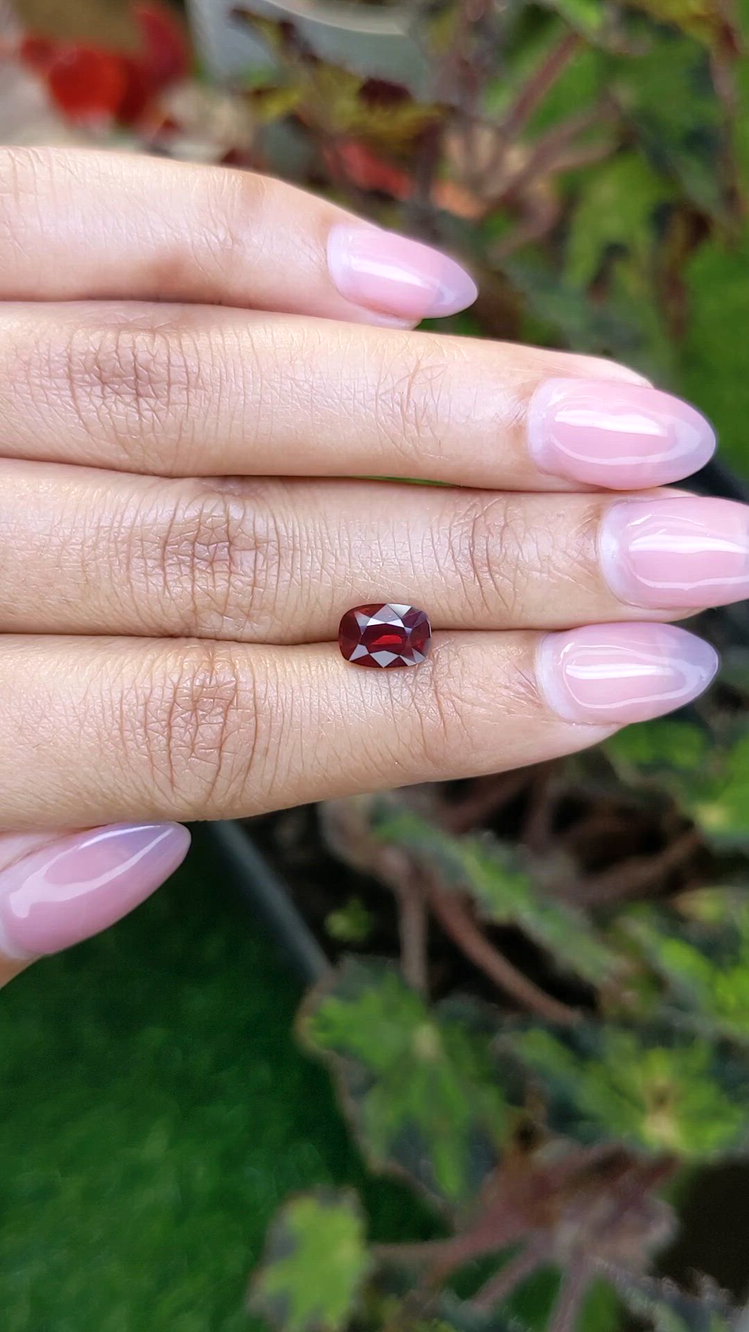 1.95 Ct. Red Garnet from Ceylon (Sri Lanka) Size Video