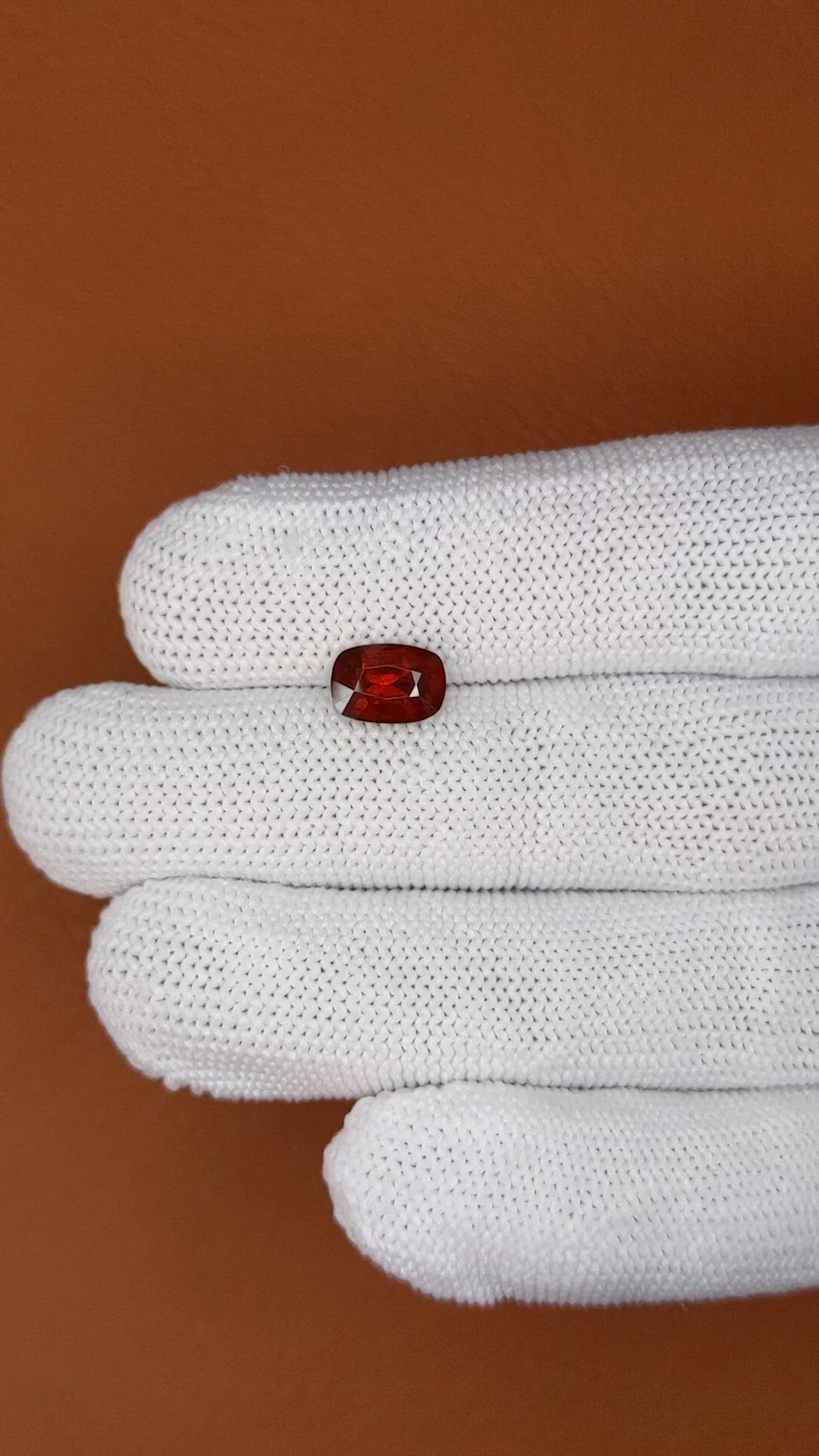 1.95 Ct. Red Garnet from Ceylon (Sri Lanka) Size Video