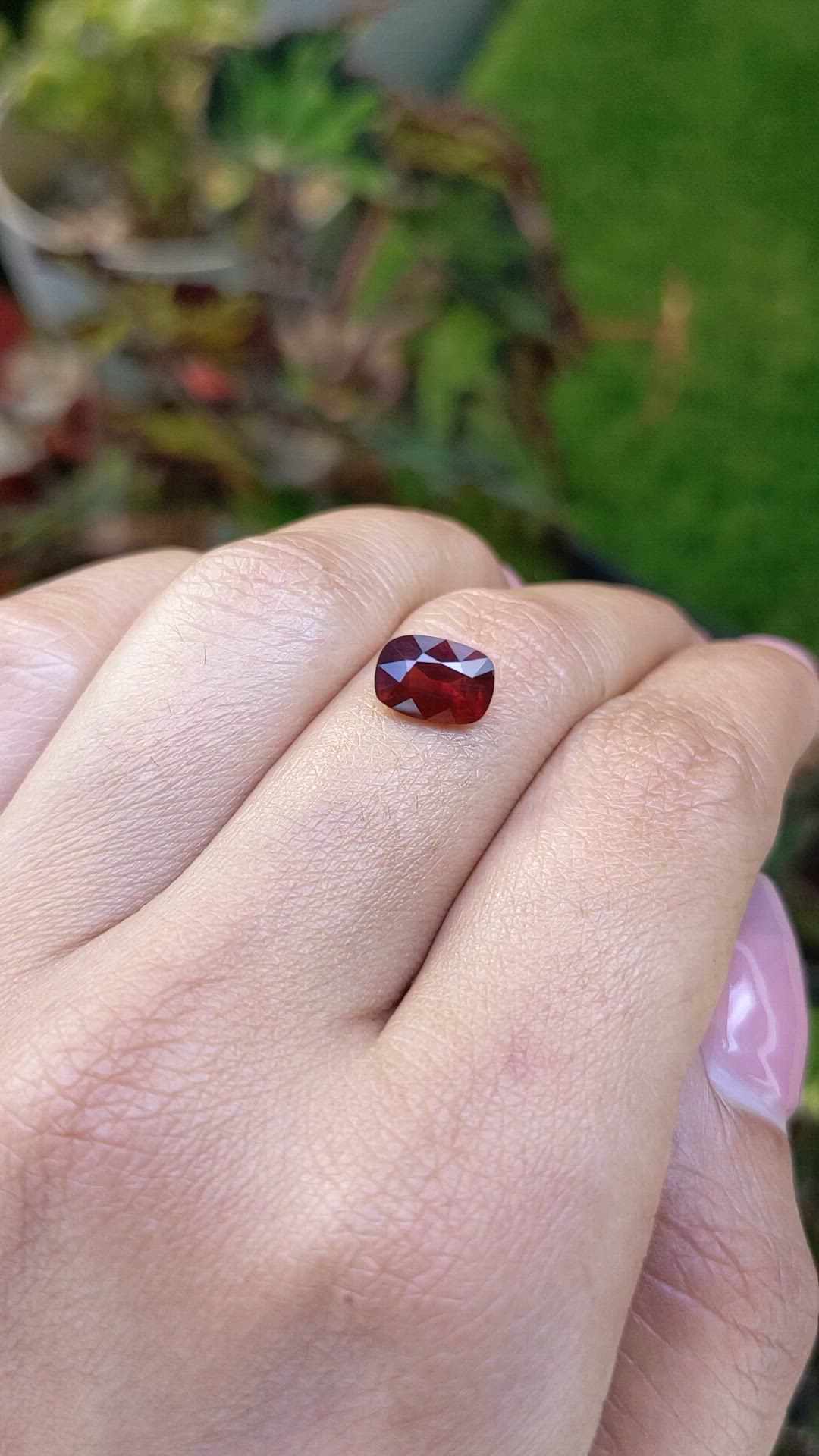 1.95 Ct. Red Garnet from Ceylon (Sri Lanka) Size Video