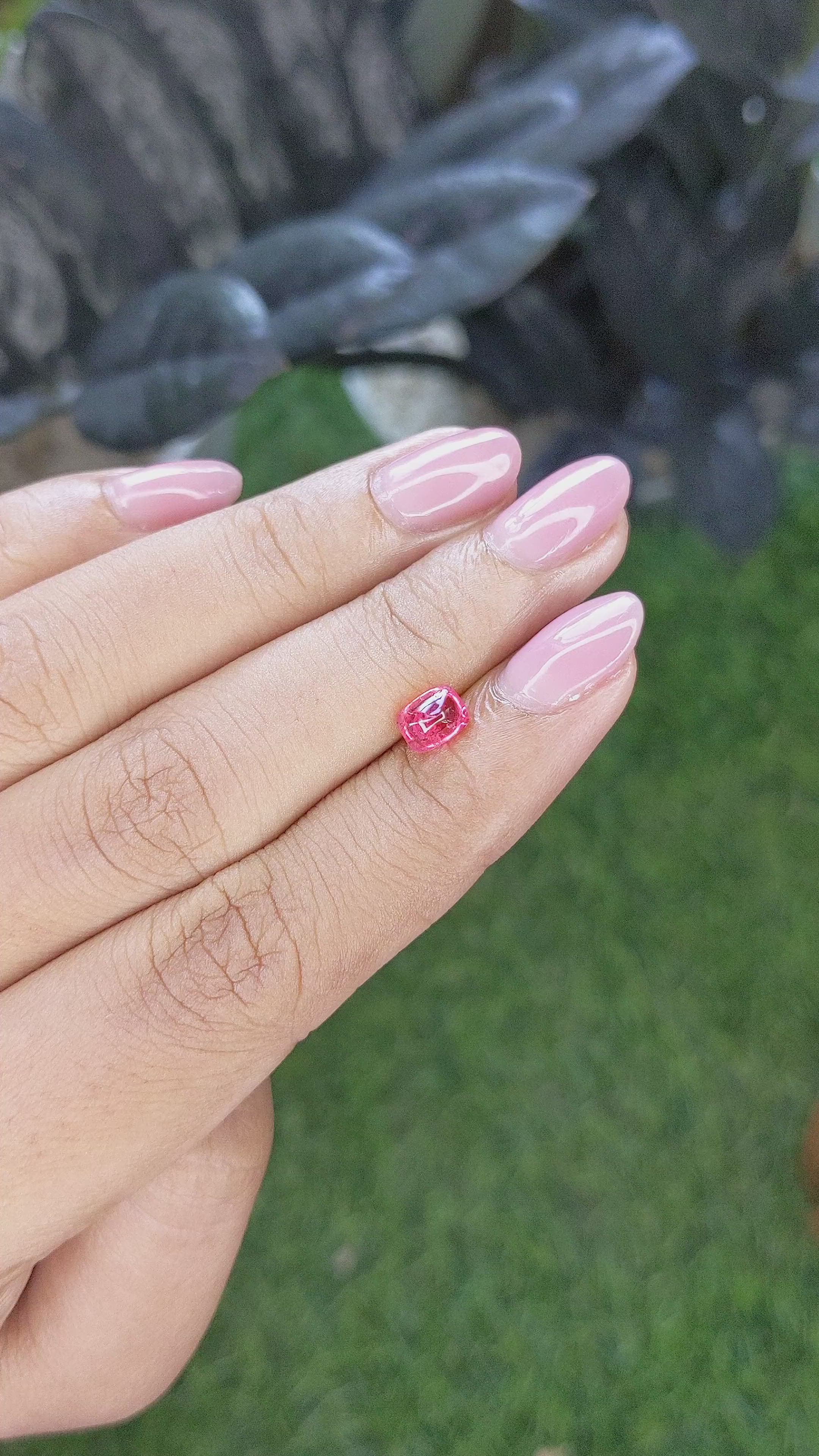 1.04 Ct. Reddish Pink Cabochon Spinel from Tanzania Size Video