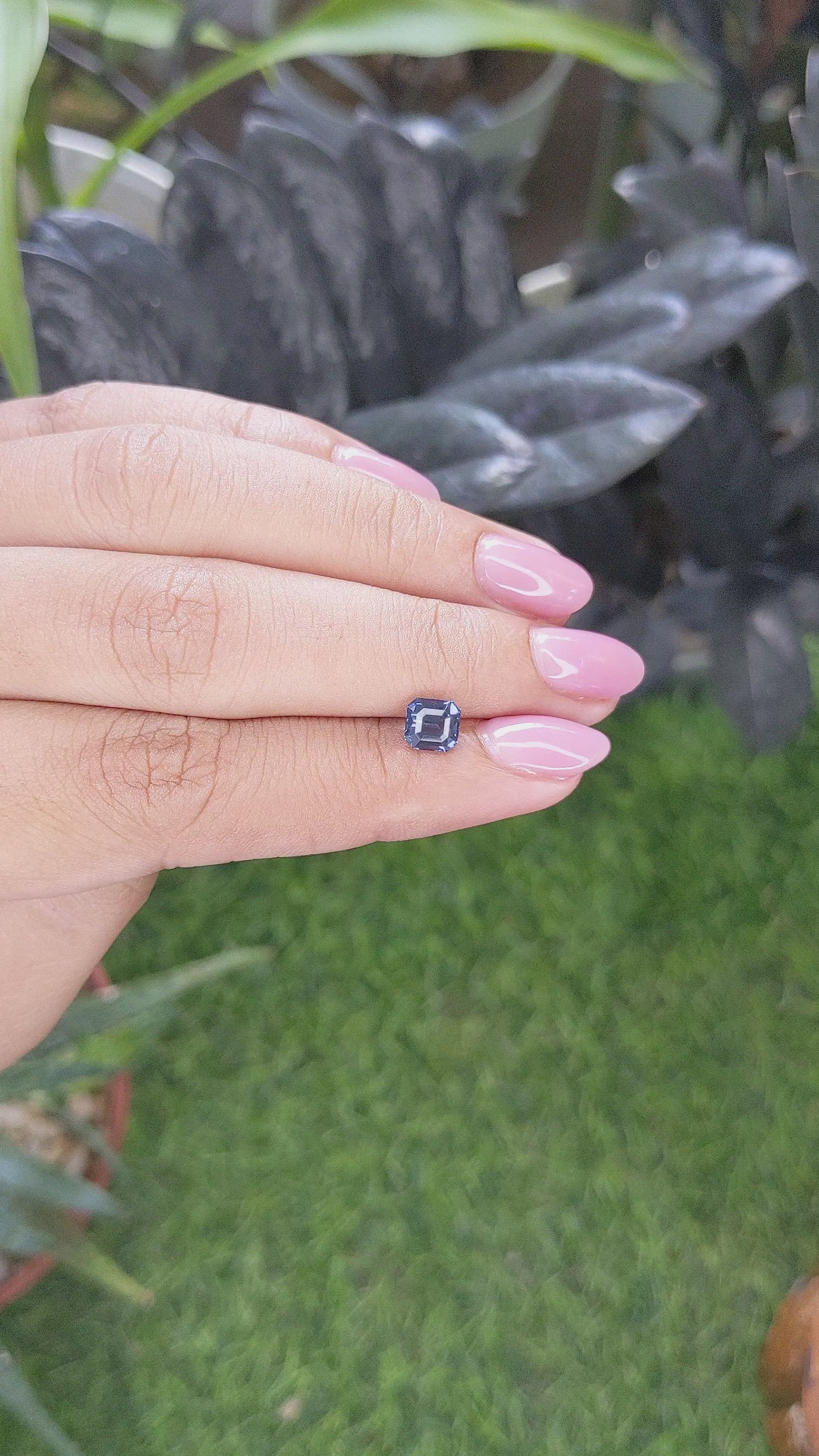 1.08 Ct. Purplish Blue Spinel from Tanzania Size Video