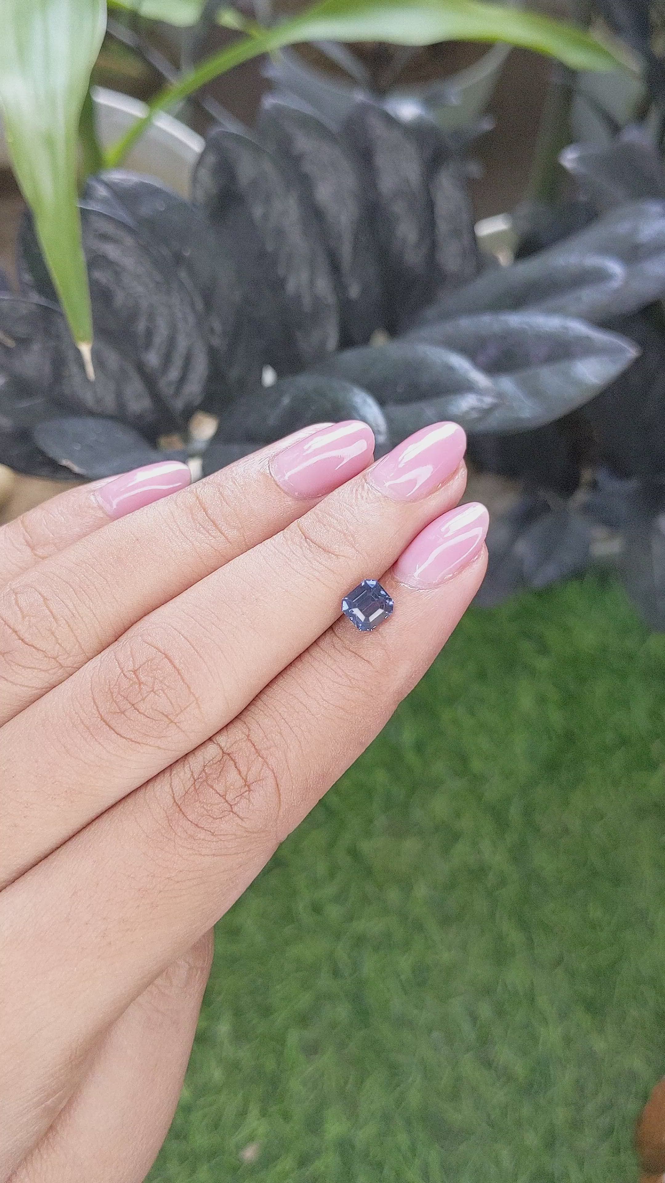 1.08 Ct. Purplish Blue Spinel from Tanzania Size Video