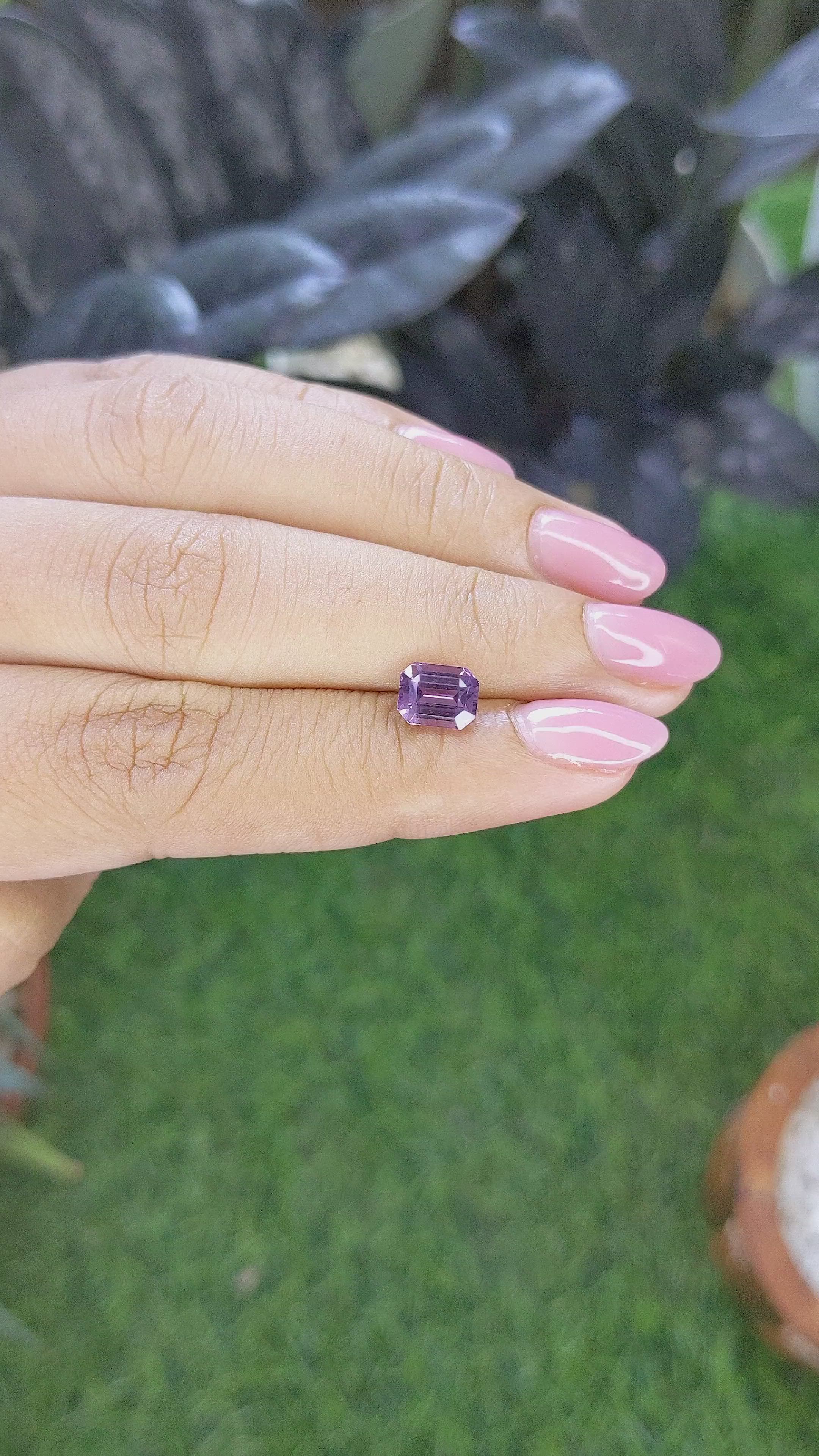 1.67 Ct. Pinkish Purple Spinel from Tanzania Size Video