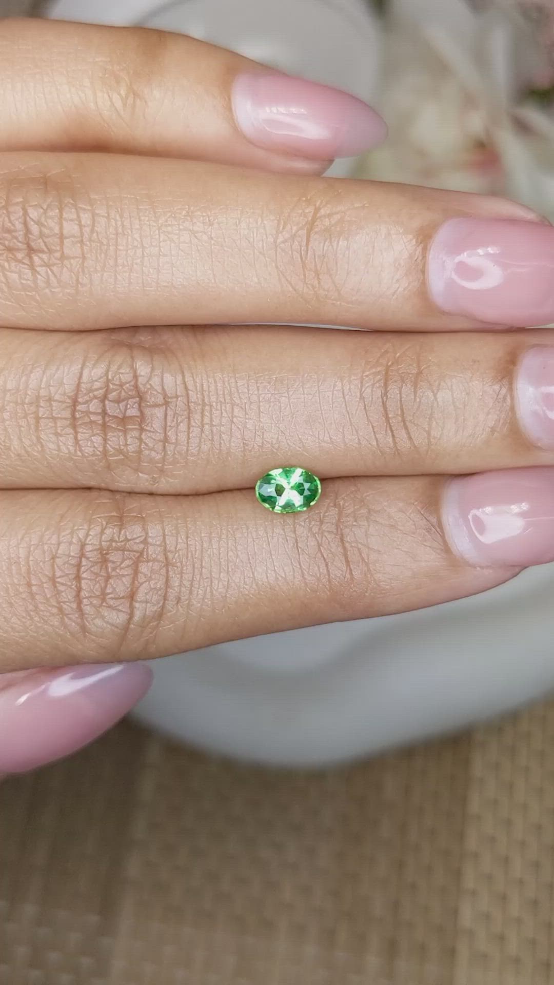 0.63 Ct. Tsavorite Garnet from Tanzania Size Video