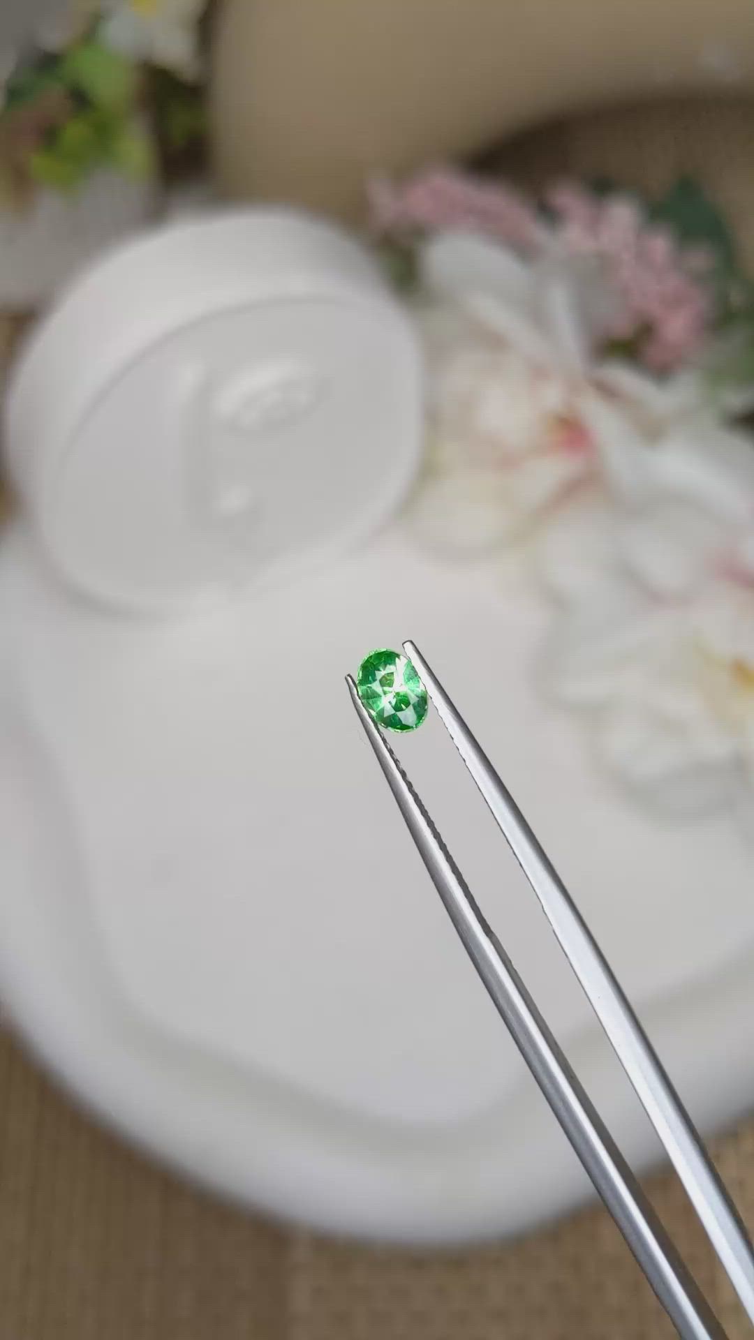 0.63 Ct. Tsavorite Garnet from Tanzania Size Video