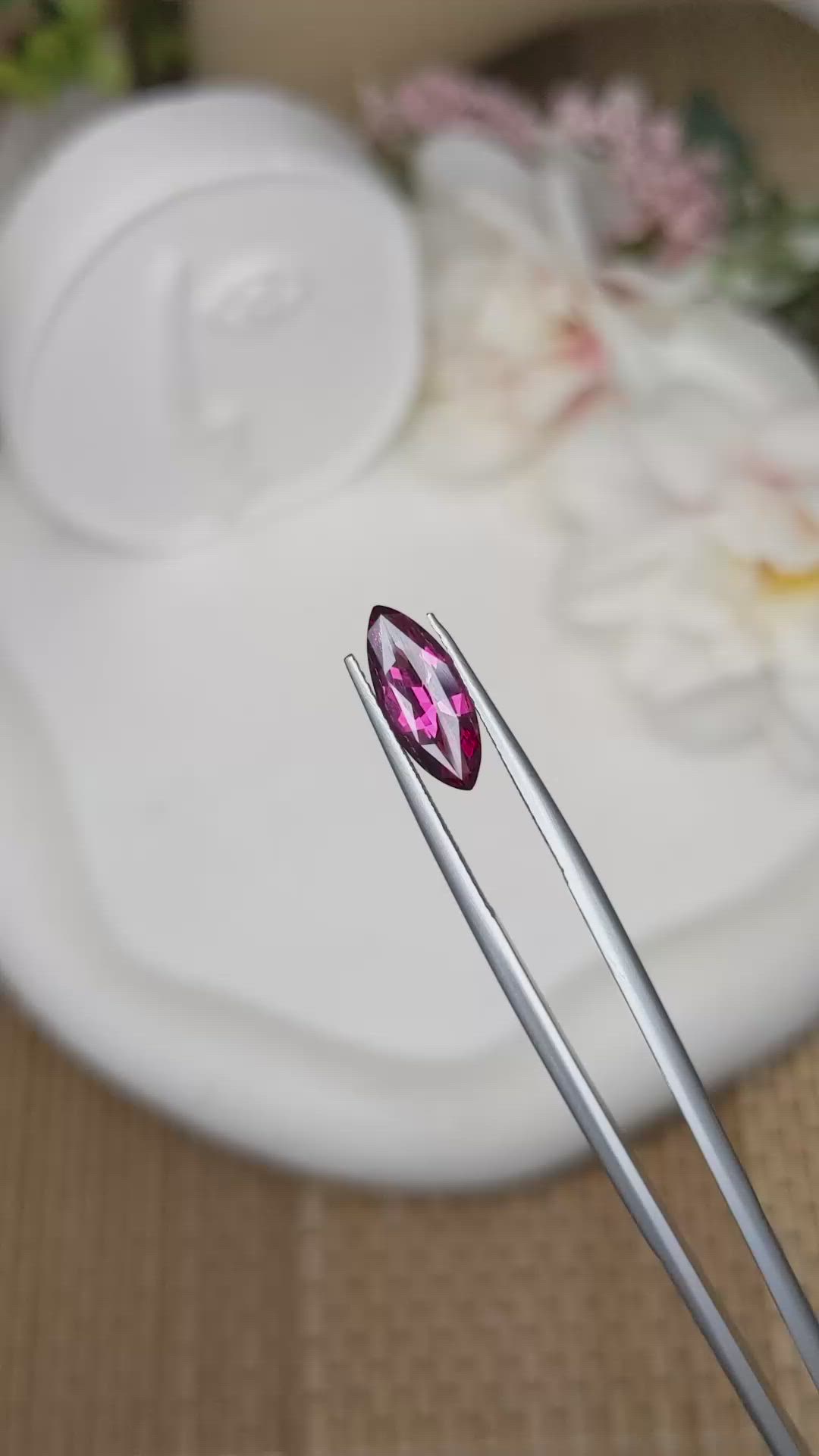 2.06 Ct. Pinkish Purple Rhodolite Garnet from Ceylon (Sri Lanka) Size Video