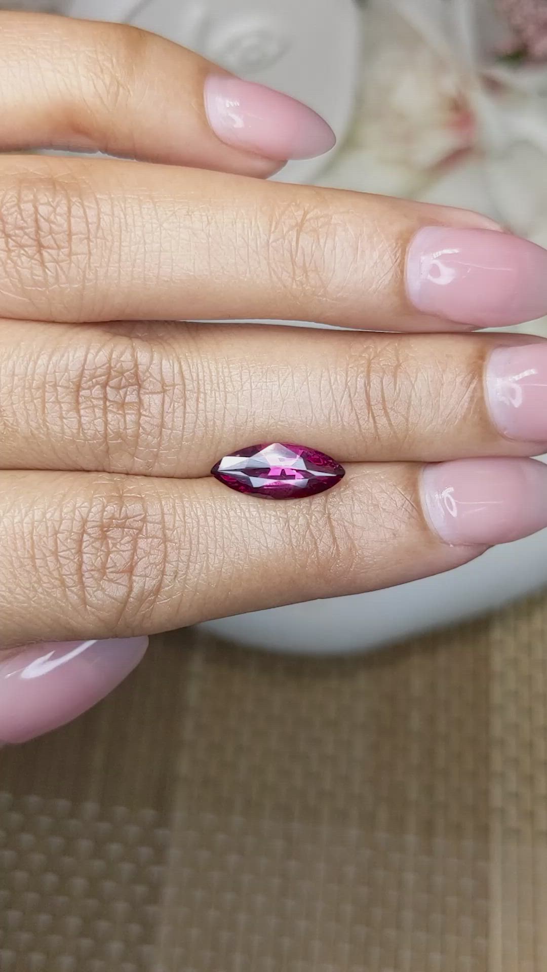 2.06 Ct. Pinkish Purple Rhodolite Garnet from Ceylon (Sri Lanka) Size Video