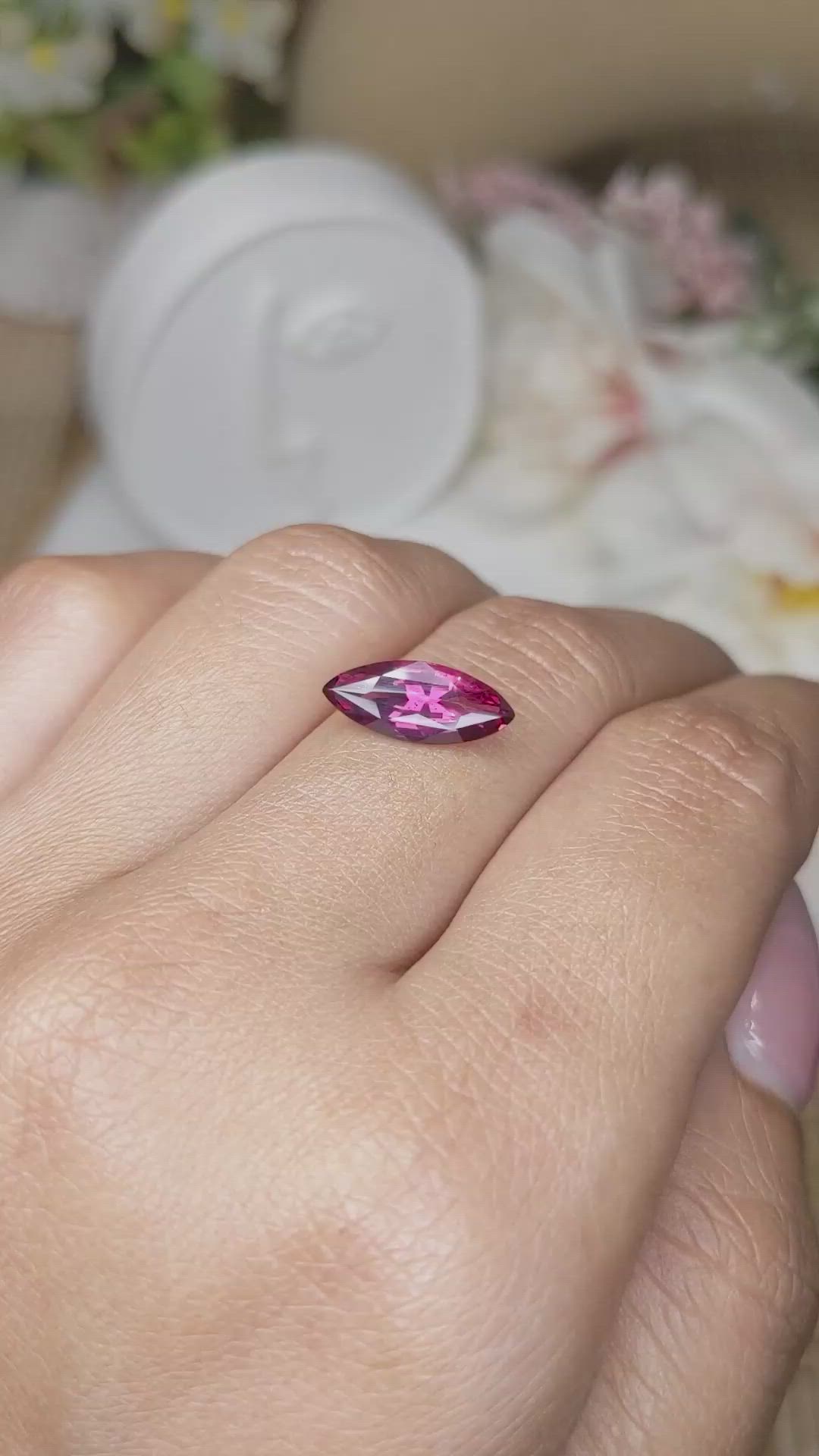 2.06 Ct. Pinkish Purple Rhodolite Garnet from Ceylon (Sri Lanka) Size Video