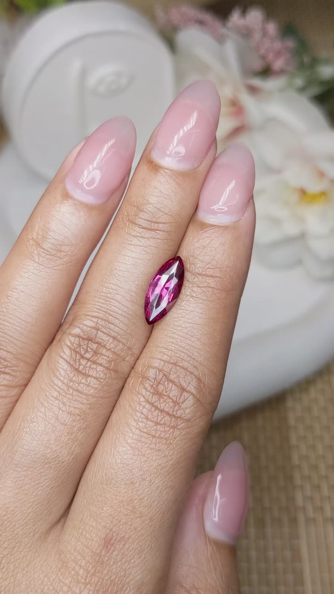 2.06 Ct. Pinkish Purple Rhodolite Garnet from Ceylon (Sri Lanka) Size Video