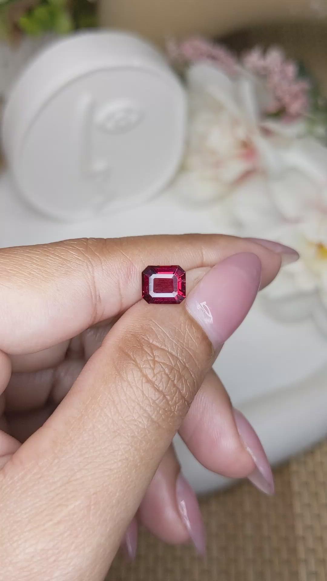 1.74 Ct. Purplish Red Rhodolite Garnet from Ceylon (Sri Lanka) Size Video