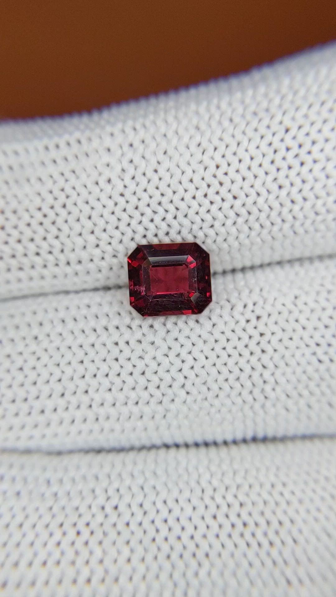 1.74 Ct. Purplish Red Rhodolite Garnet from Ceylon (Sri Lanka) Size Video