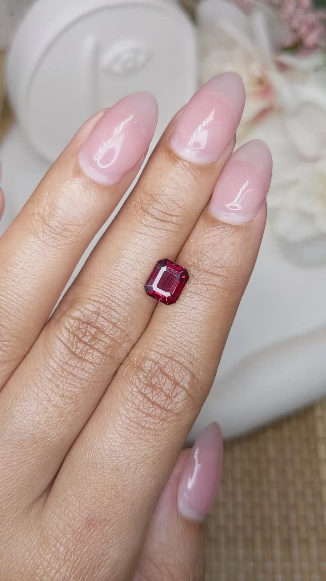 1.74 Ct. Purplish Red Rhodolite Garnet from Ceylon (Sri Lanka) Size Video