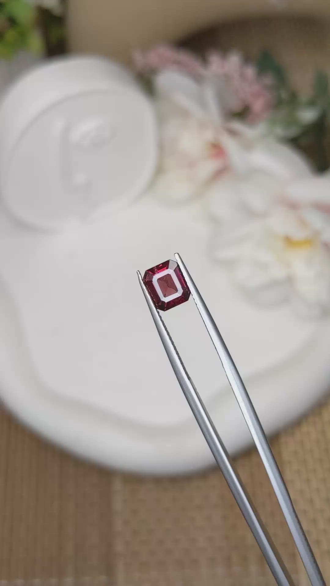 1.74 Ct. Purplish Red Rhodolite Garnet from Ceylon (Sri Lanka) Size Video