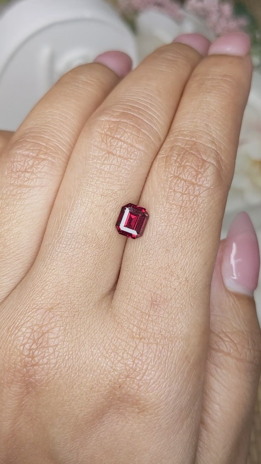 1.24 Ct. Purplish Red Rhodolite Garnet from Ceylon (Sri Lanka) Size Video