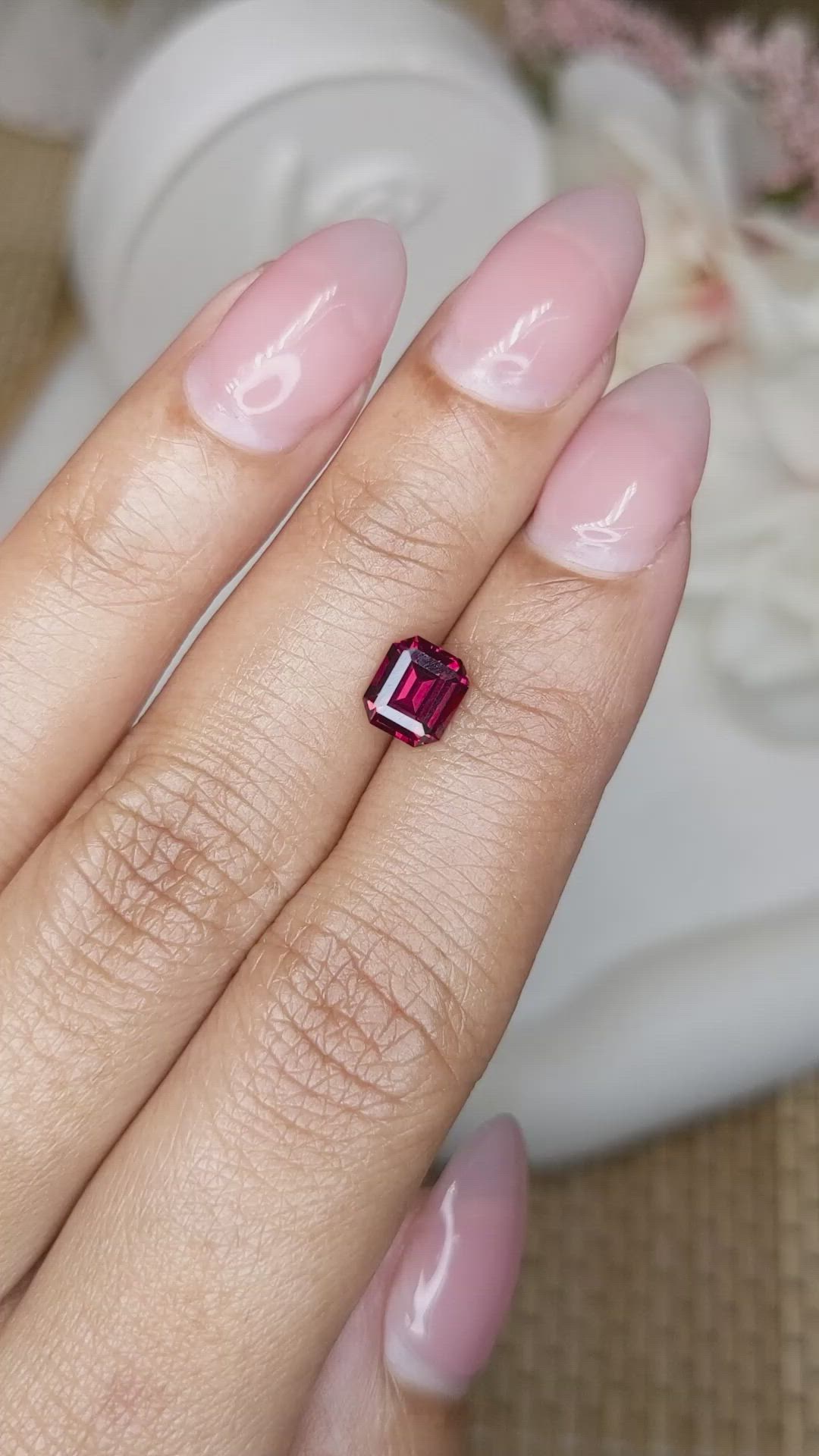 1.24 Ct. Purplish Red Rhodolite Garnet from Ceylon (Sri Lanka) Size Video