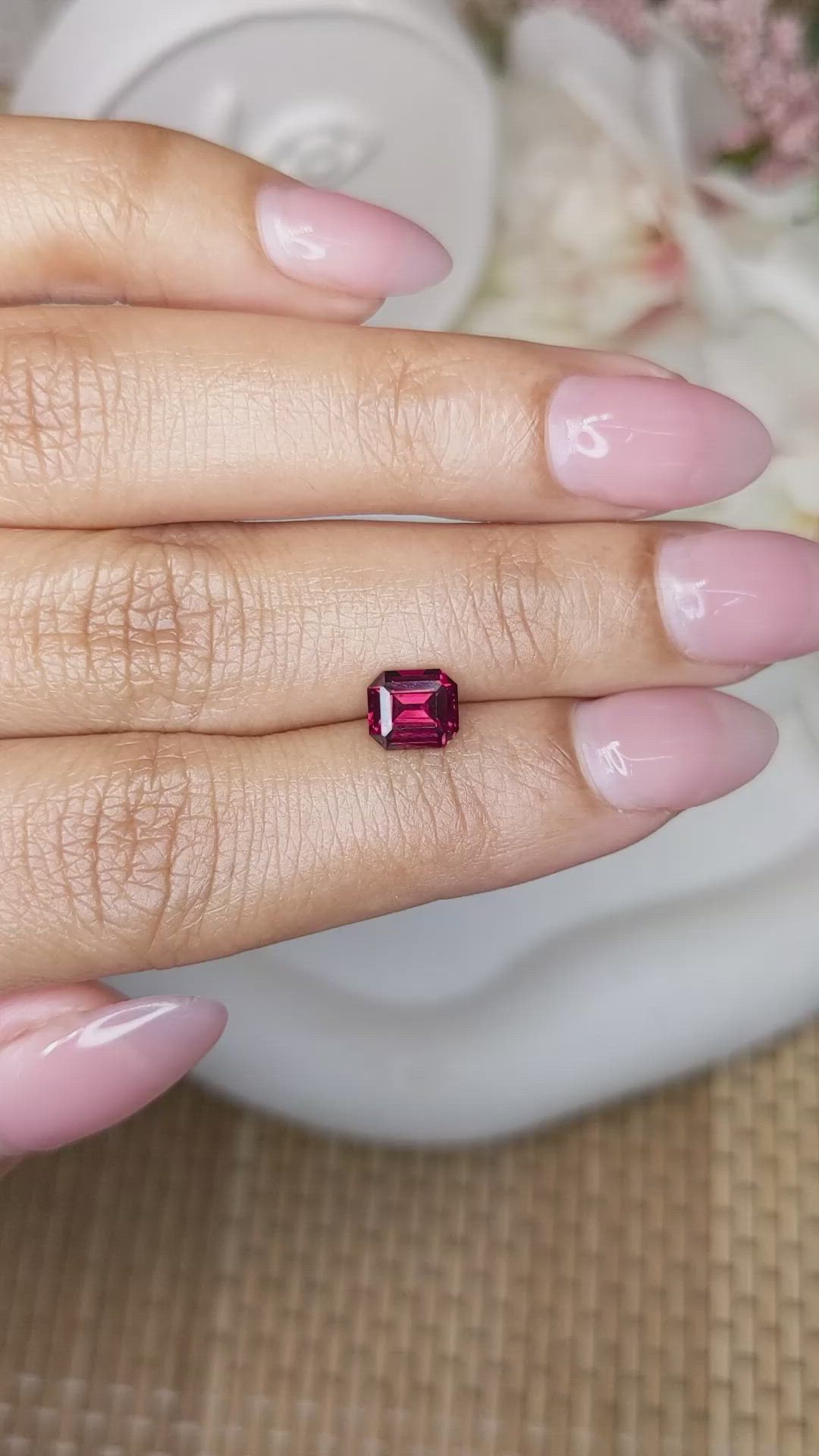 1.24 Ct. Purplish Red Rhodolite Garnet from Ceylon (Sri Lanka) Size Video