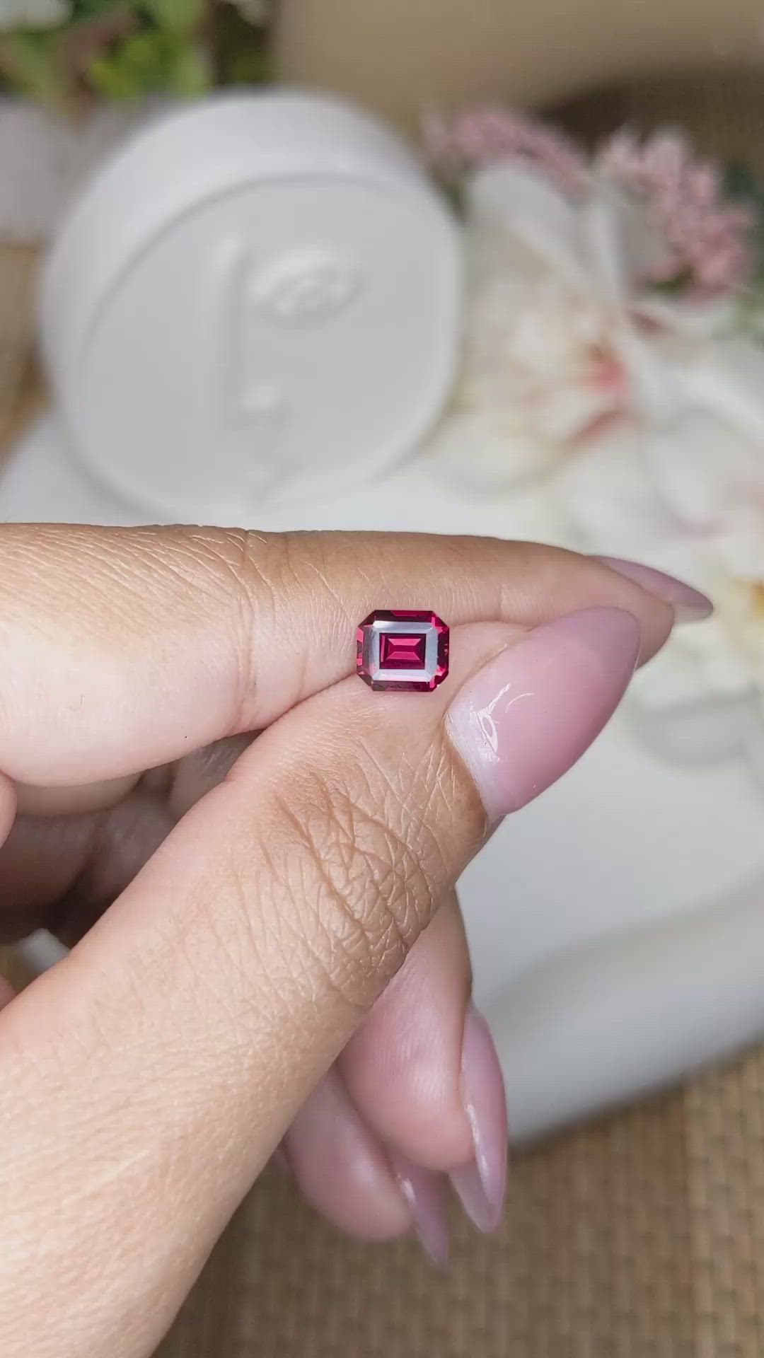 1.24 Ct. Purplish Red Rhodolite Garnet from Ceylon (Sri Lanka) Size Video
