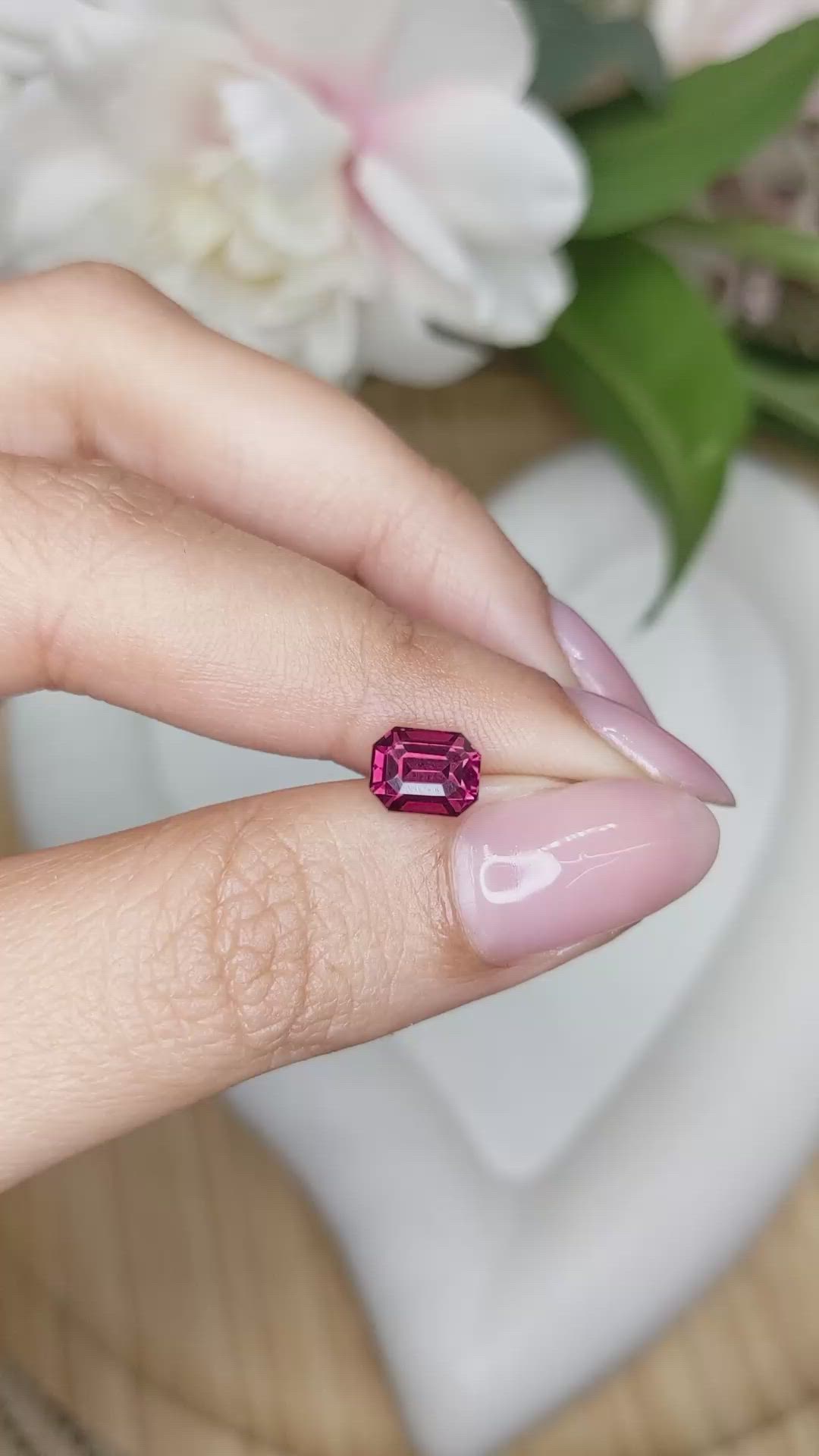 1.62 Ct. Purplish Pink Rhodolite Garnet from Ceylon (Sri Lanka) Size Video