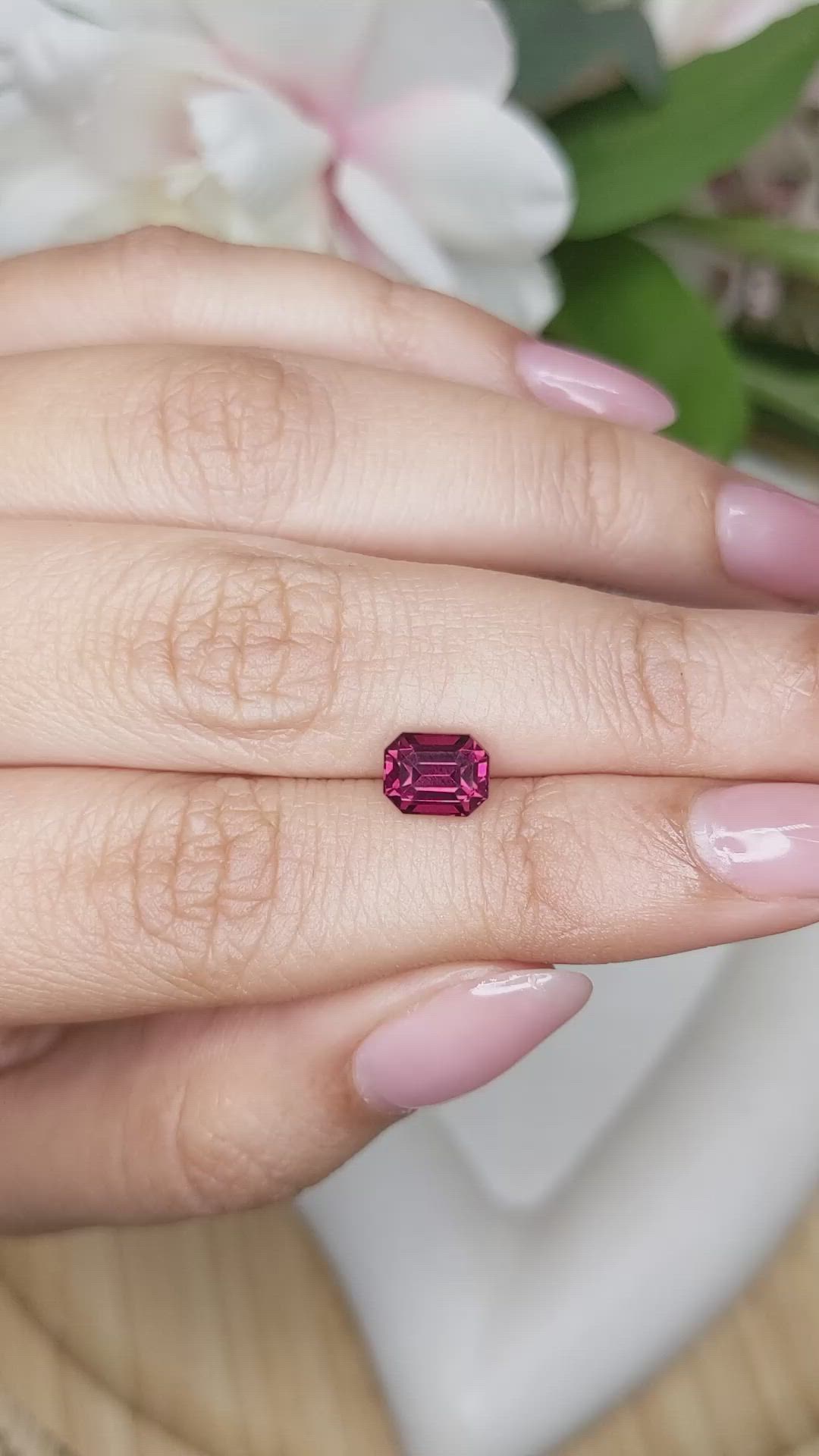 1.62 Ct. Purplish Pink Rhodolite Garnet from Ceylon (Sri Lanka) Size Video
