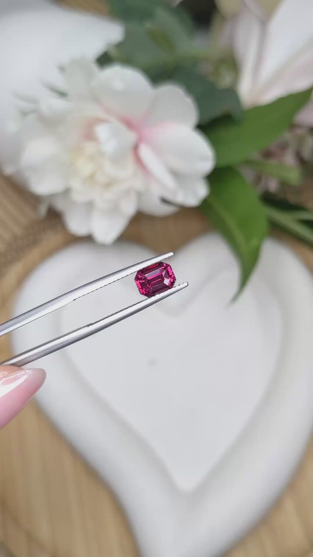 1.62 Ct. Purplish Pink Rhodolite Garnet from Ceylon (Sri Lanka) Size Video