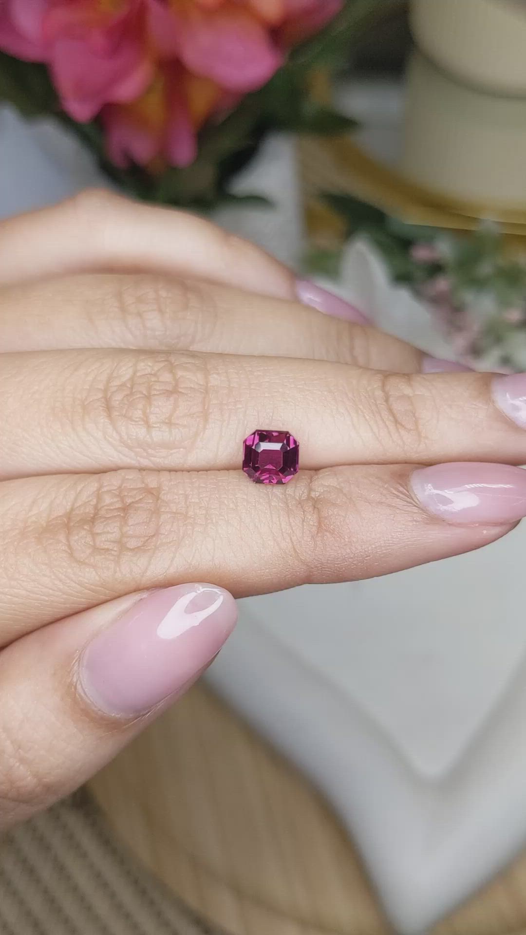 1.55 Ct. Purplish Pink Rhodolite Garnet from Ceylon (Sri Lanka) Size Video