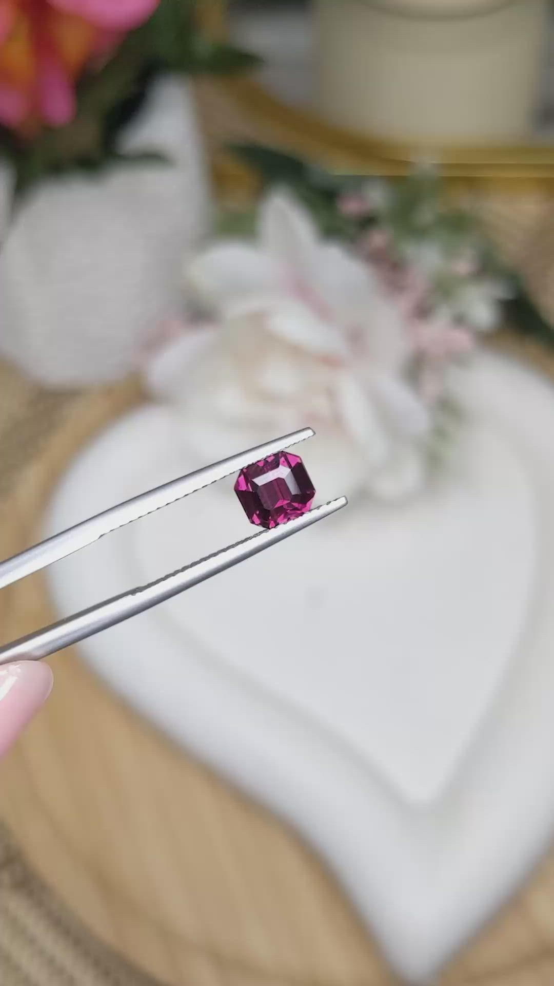 1.55 Ct. Purplish Pink Rhodolite Garnet from Ceylon (Sri Lanka) Size Video