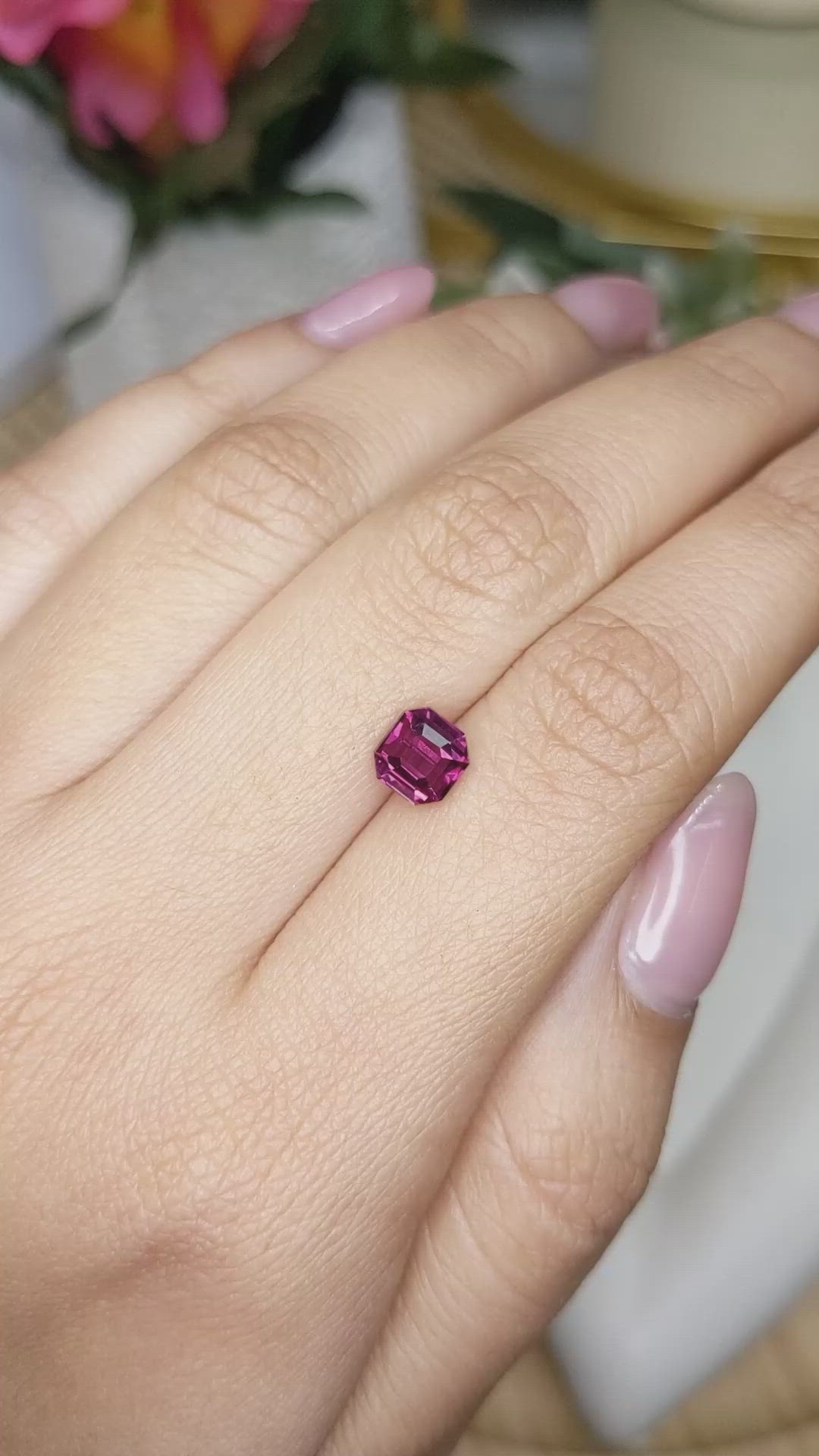 1.55 Ct. Purplish Pink Rhodolite Garnet from Ceylon (Sri Lanka) Size Video
