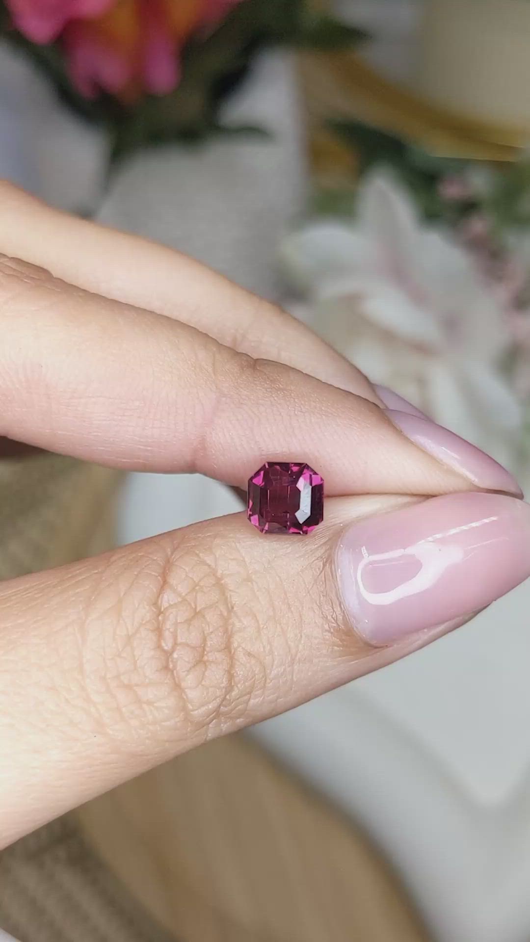 1.55 Ct. Purplish Pink Rhodolite Garnet from Ceylon (Sri Lanka) Size Video