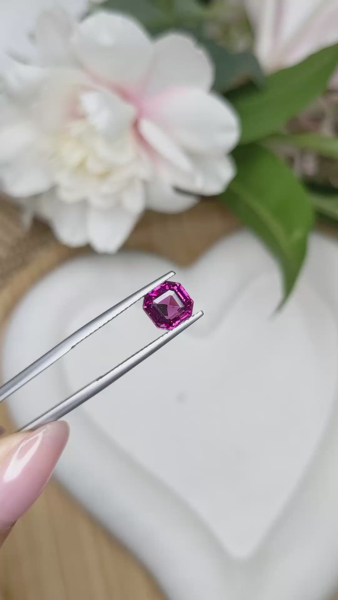 1.86 Ct. Pinkish Purple Rhodolite Garnet from Ceylon (Sri Lanka) Size Video