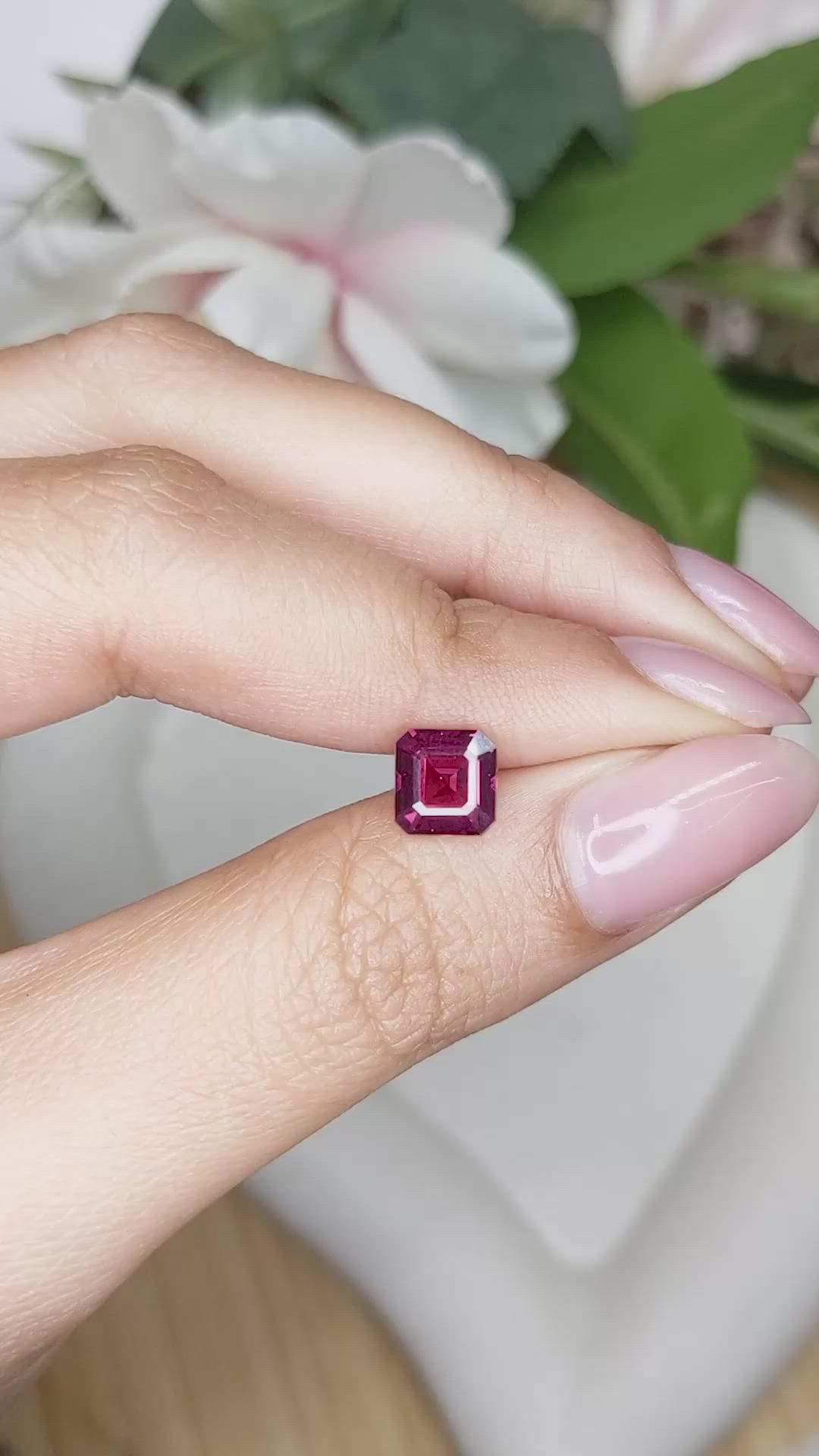 1.76 Ct. Purplish Pink Rhodolite Garnet from Ceylon (Sri Lanka) Size Video